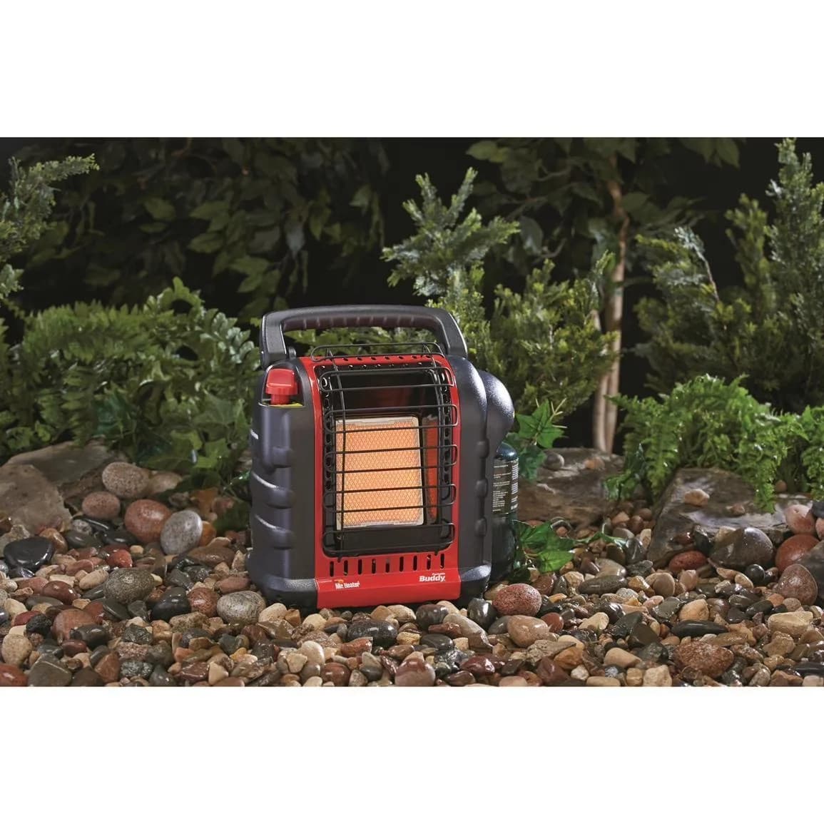 Essential Portable And Electric Space Heater with Automatic Shutoff, Buddy - Black, Red Model 4A44D1