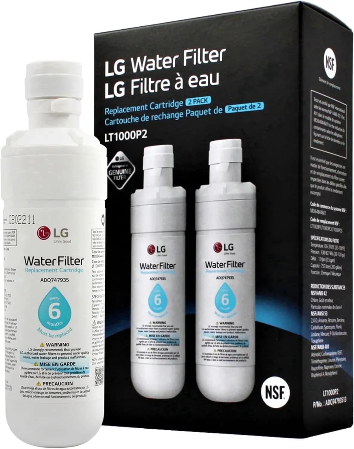 Premium Water Filtration with Filter Change Indicator, 2-Pack Refrigerator Filter Replacement - Model CA4804