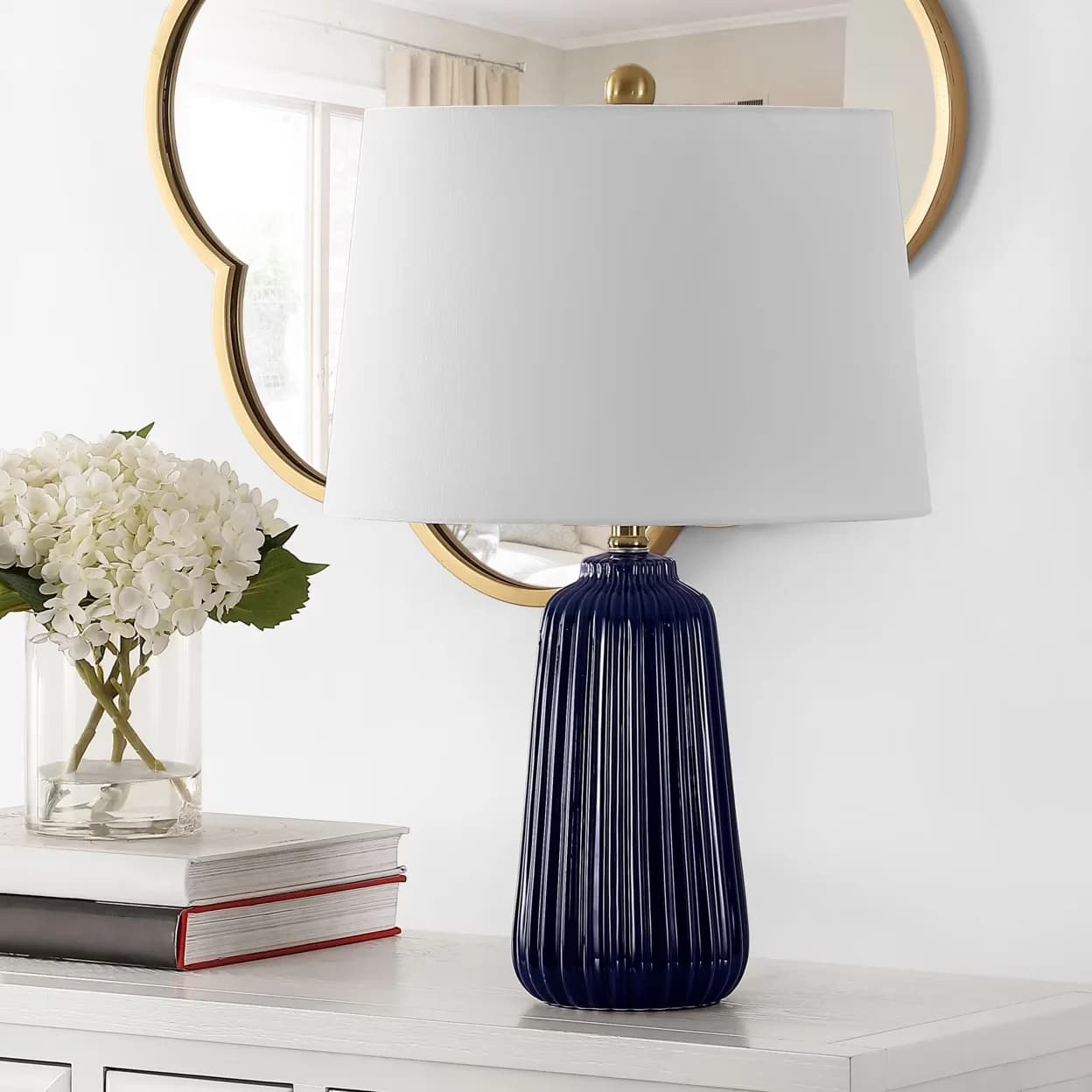 Table Lamp Efficient with LED, Contemporary, Sawyer 24 in. Textured Ceramic - Blue Ceramic Model 52C223