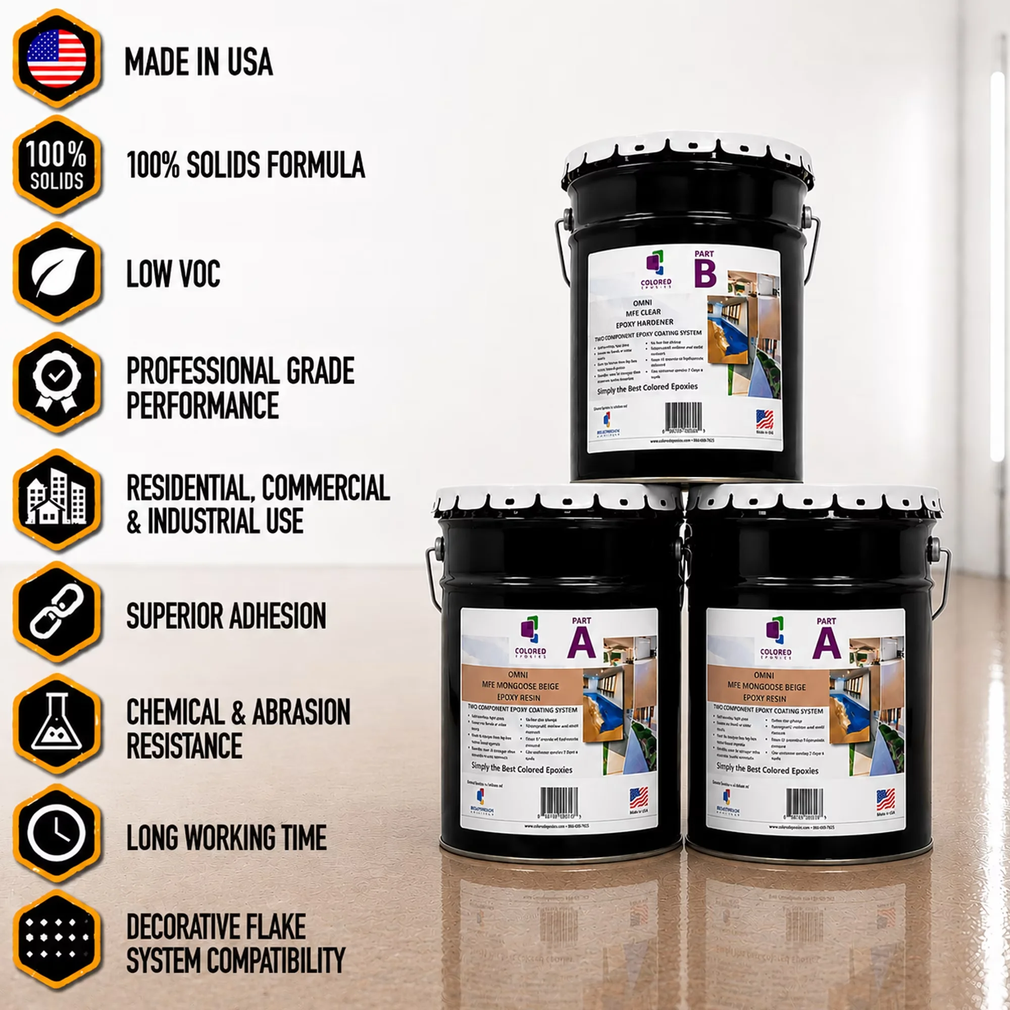 Efficient Adhesives Glues In Paint Supplies Tool with Durable, Garage Coatings, Metallic Epoxy Flooring - Beige Model 61C886