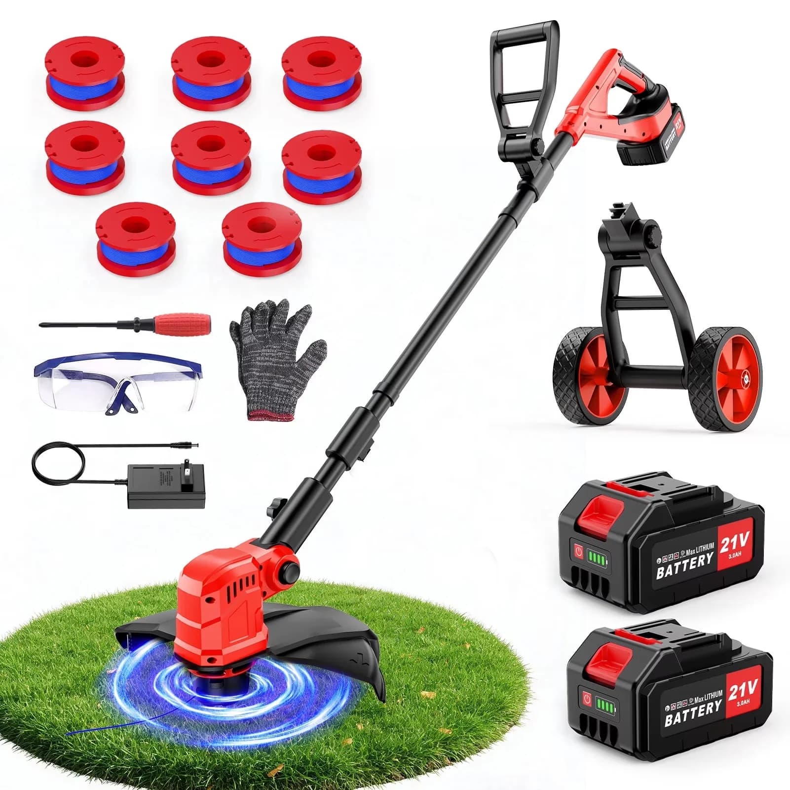 Versatile Replacement Parts Accessory with Cordless String Trimmer, Electric Weed Wacker, Auto Line Feed for Garden - Model 9D7D90