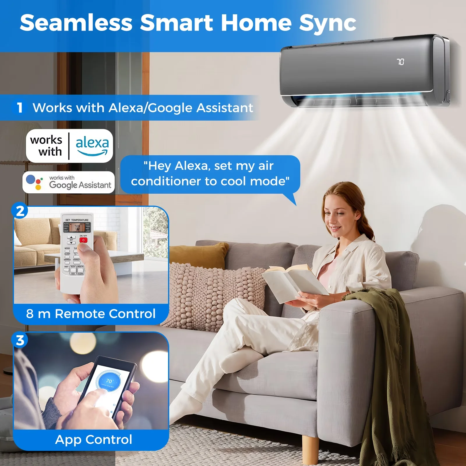 Innovative Air Conditioner with 12000 BTU, Remote Controlled - White Mini Model 1E819F