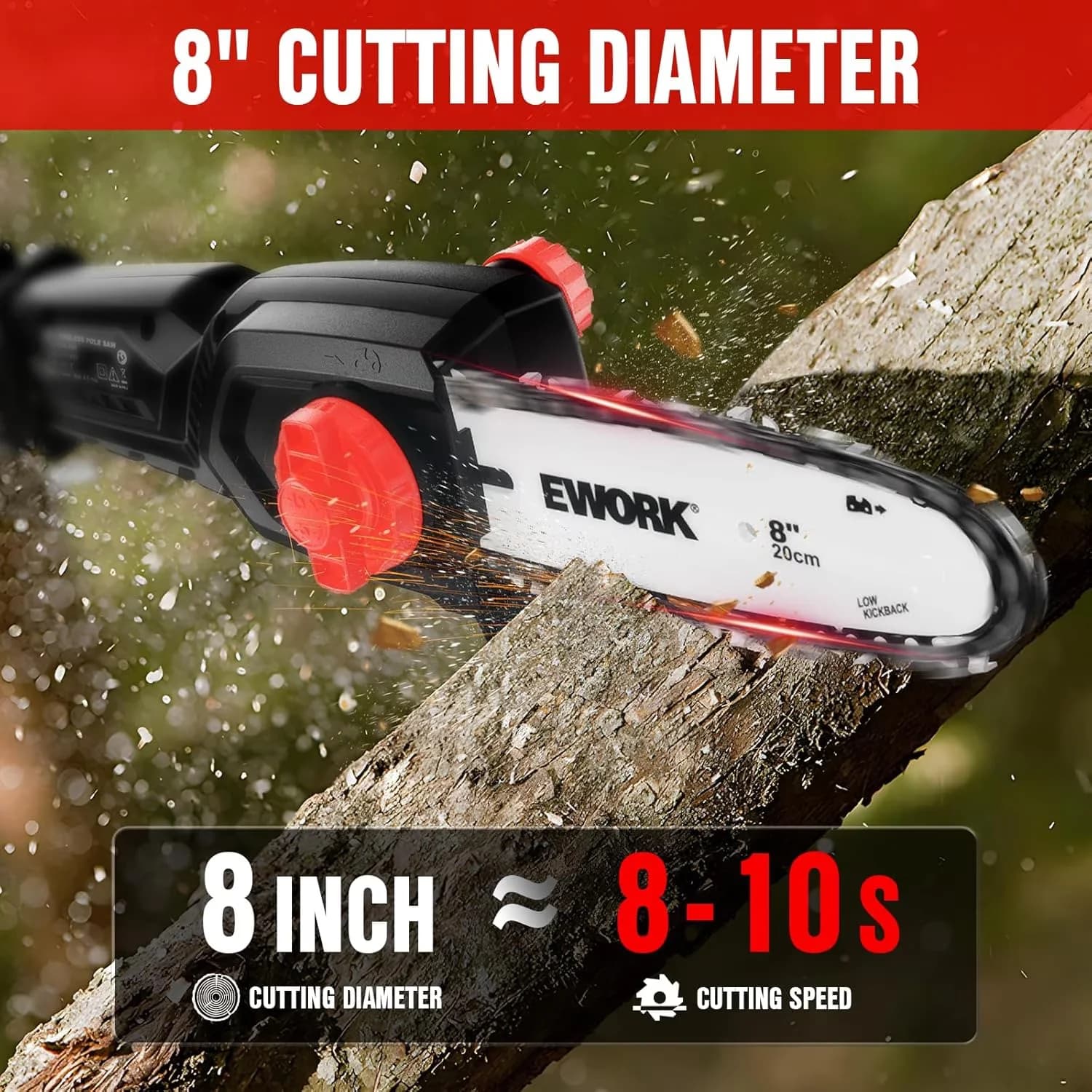 Quality Pole Saw with Battery, 20V, Automatic Chain Oiler - Black for Multiple Applications Model 792F6A