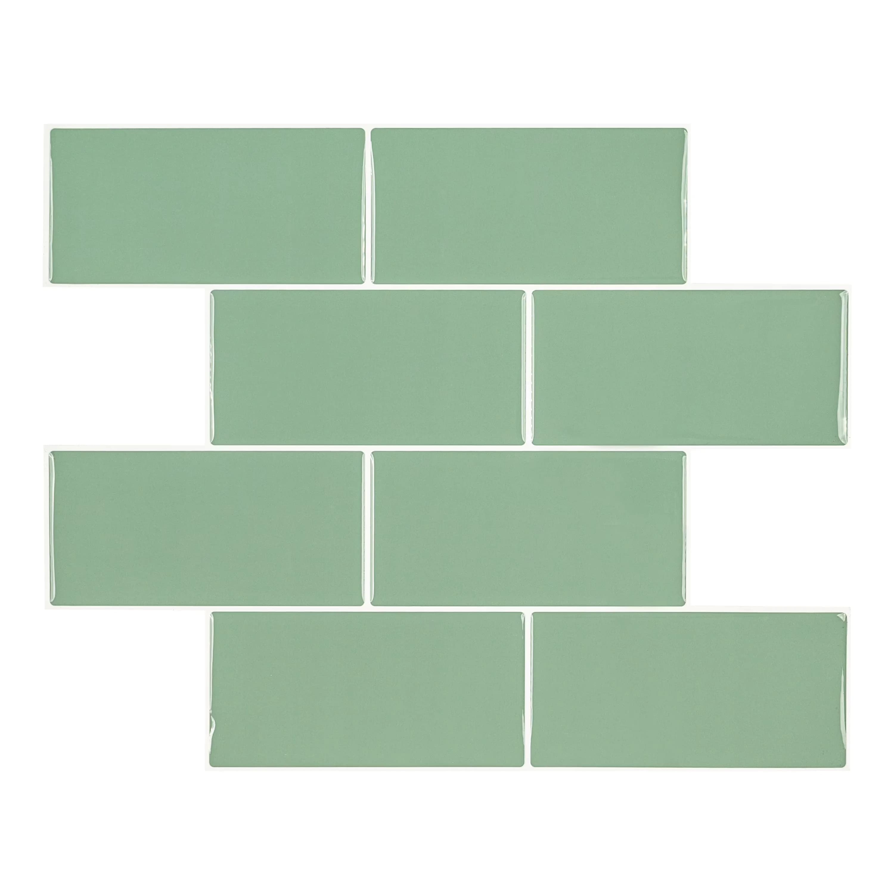 Stylish Wallpaper Wall Decals Wall Covering with Easy Installation, Rectangle subway design. - Silica Gel Green Model 43CD2E