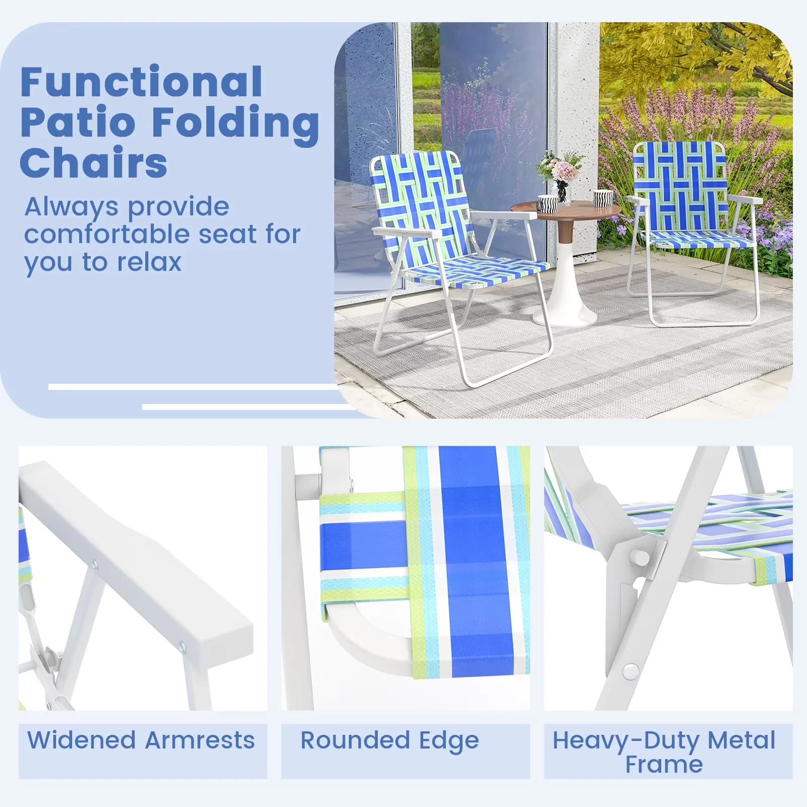 Quality Beach Chair with Folding - Pe, Metal Blue 4PCS for Daily Use Model 747145