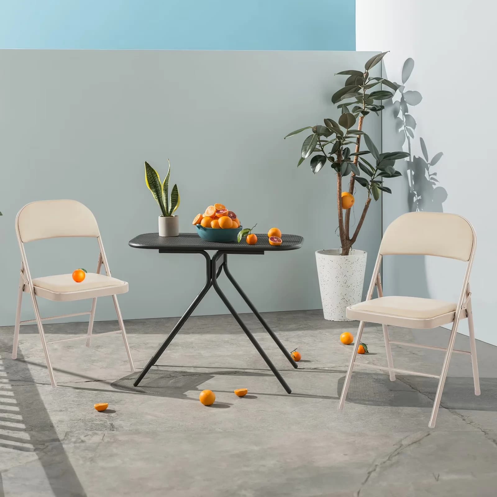 Patio Chair Sleek with Padded, High-Density Padding, 10 Pack Folding - Khaki Model 05AE80