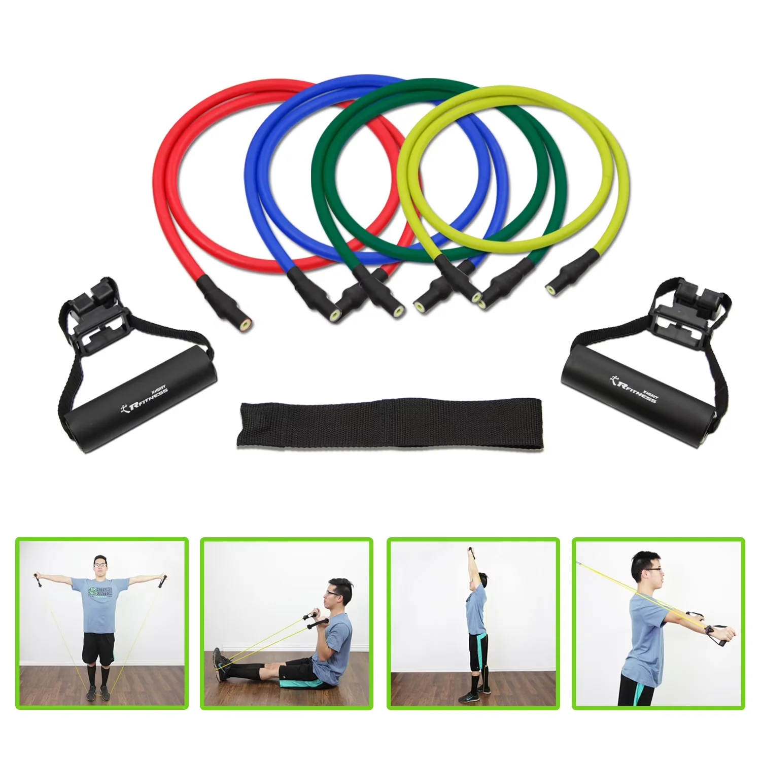 Innovative Home Gym Accessory with X-HEAVY (Red), Sponge Handle and Door Anchor, Light weight and perfect for travel. - Rubber Red Model 49937A