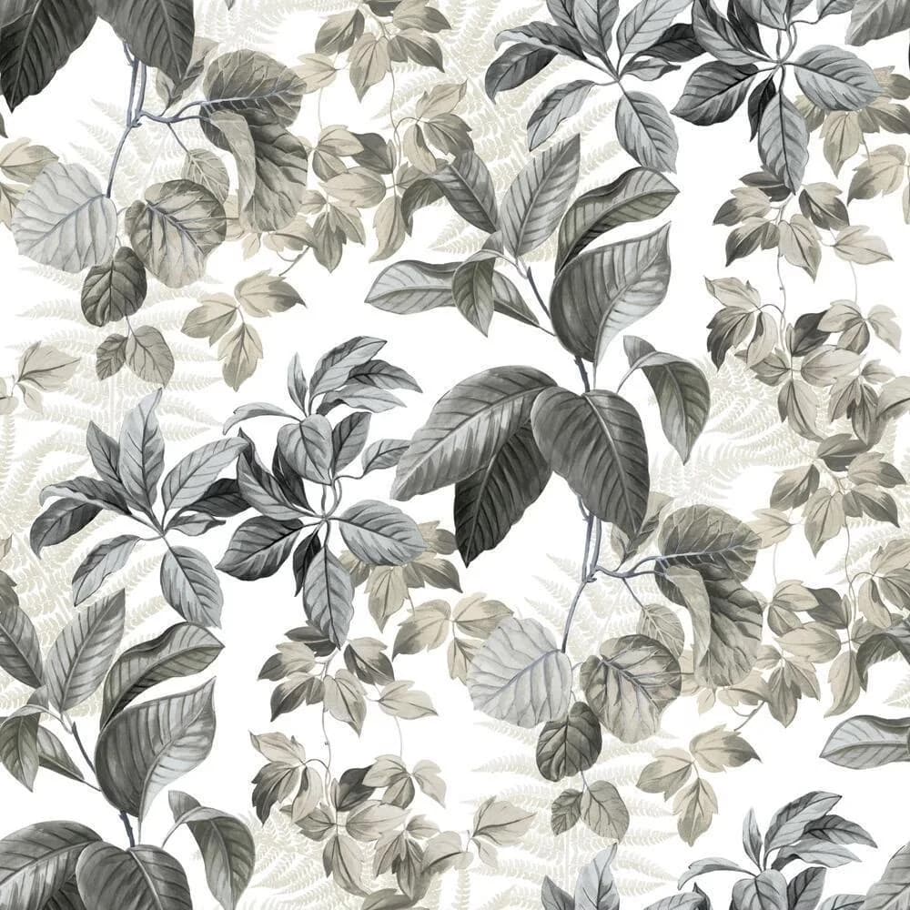 Sleek Wallpaper Wall Decals Wall Covering with Removable, Apply to smooth, flat surfaces, Rainforest Leaves Peel and Stick - Vinyl... Model 52F578