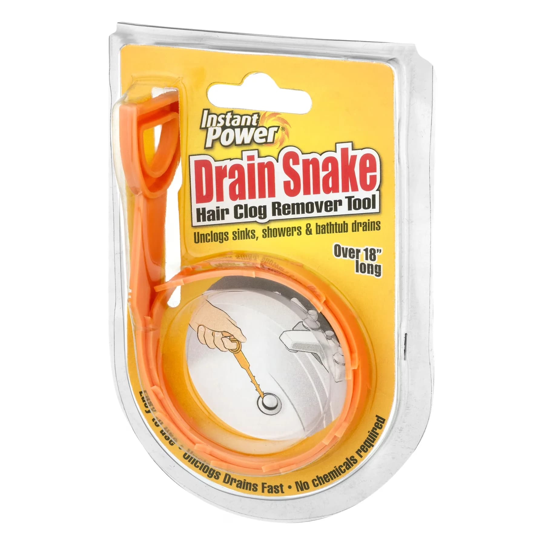 Modern Plumbing with Durable, Unclogs drains fast, Drain Snake Hair Clog Remover Tool - Orange 1.5' Model C0C66A