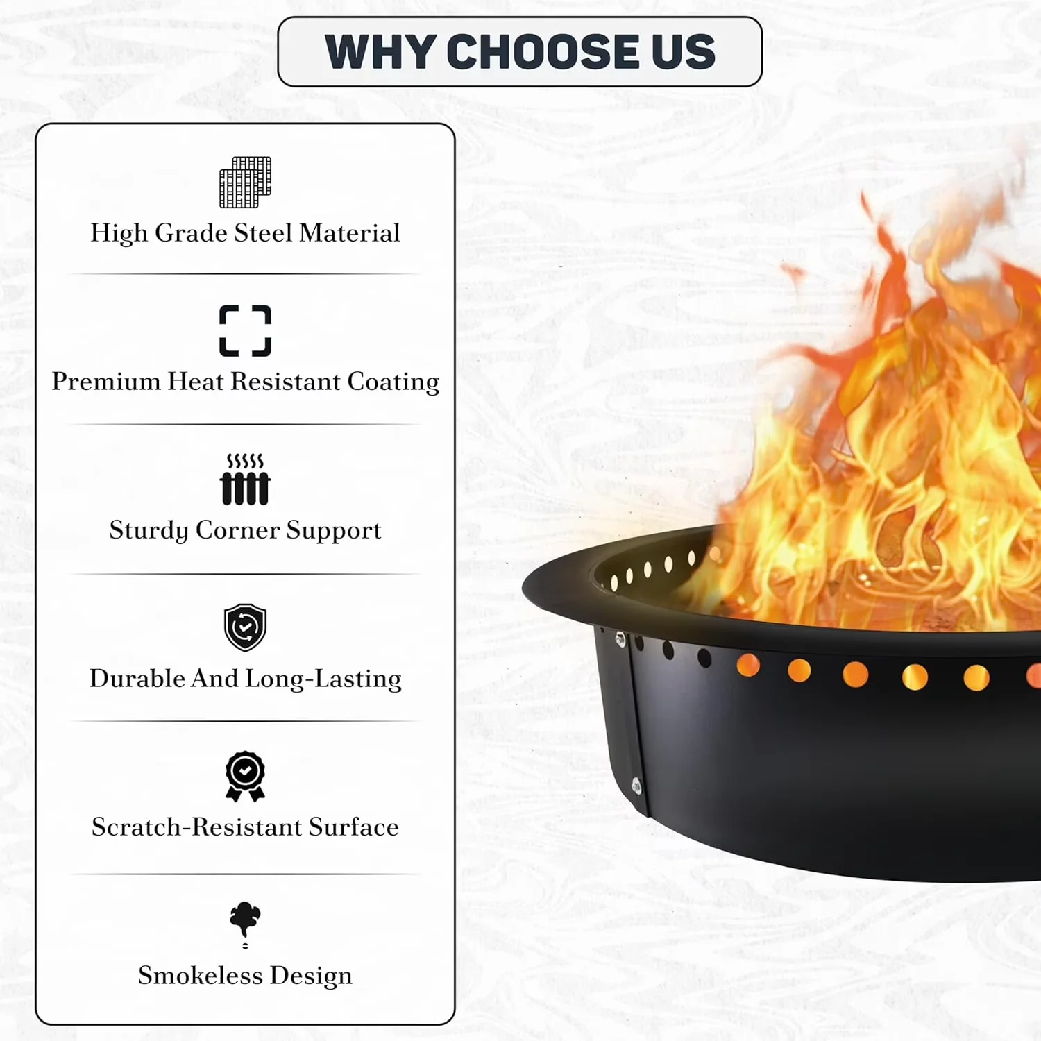Outdoor Heating Premium with Rust Resistant, Smokeless, Portable - Carbon Steel Black for Outdoor, Camping Model 21B0B5