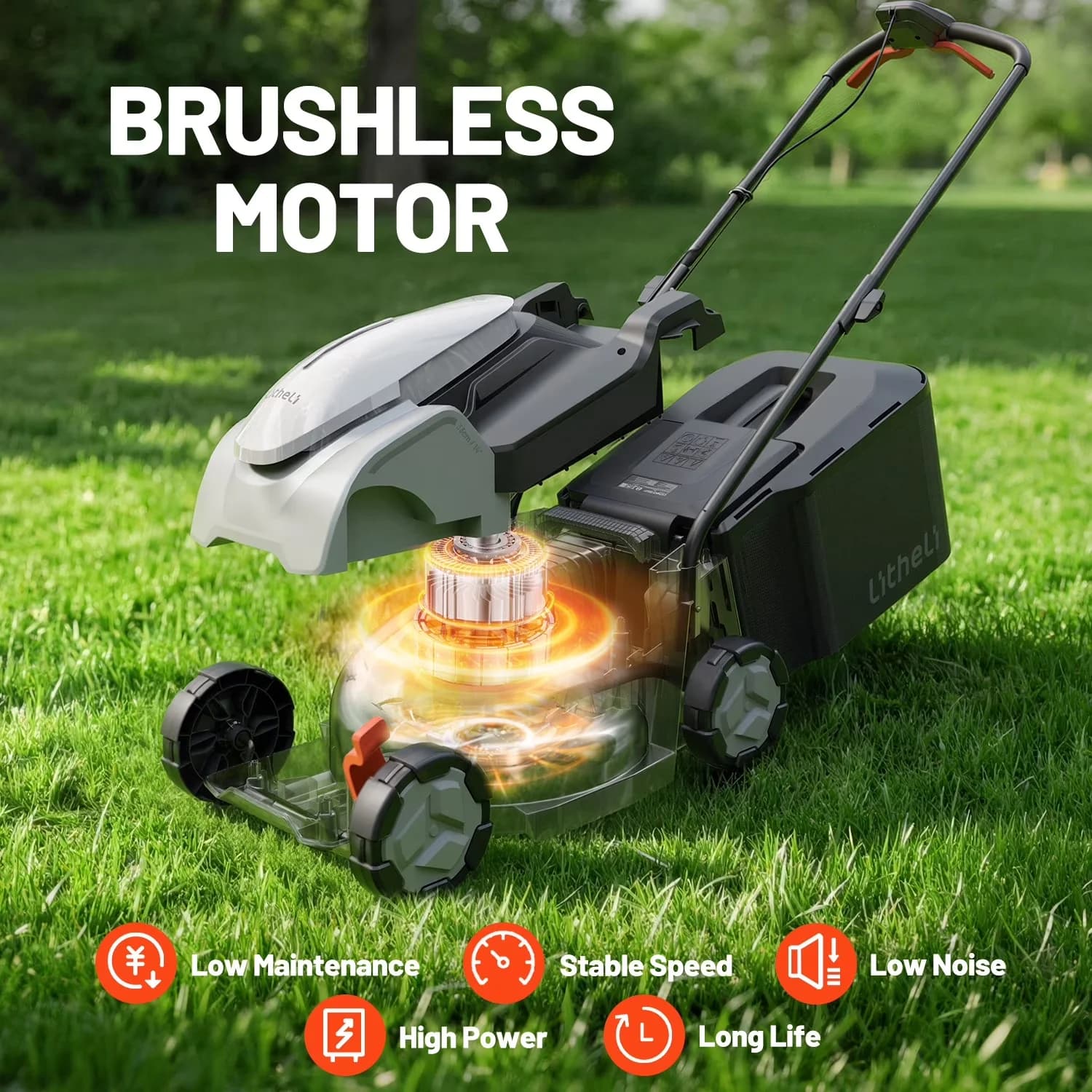 Durable Push Mower with Battery, 20V, No Oil Change Required - Black - Reliable Performance Model A9E3D5
