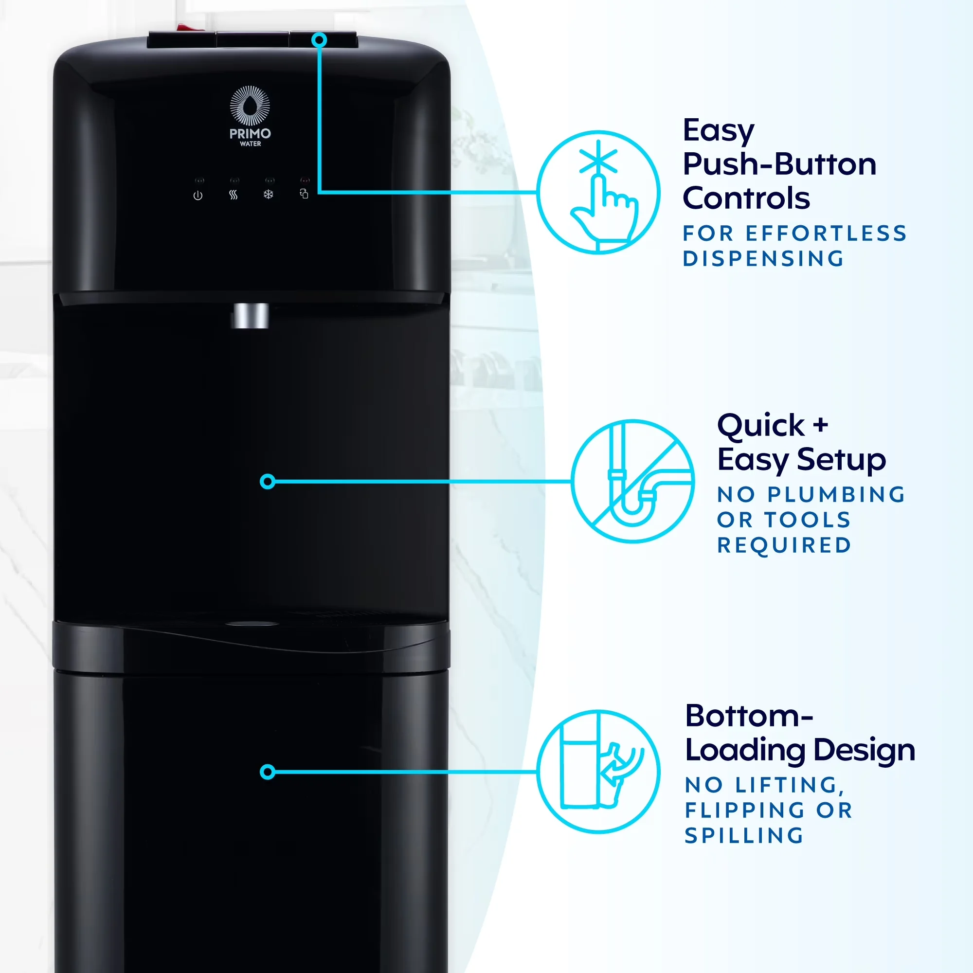 Water Filtration Modern with Child Safely Lock - Plastic Black Bottom - Rustic Charm Model FB710C