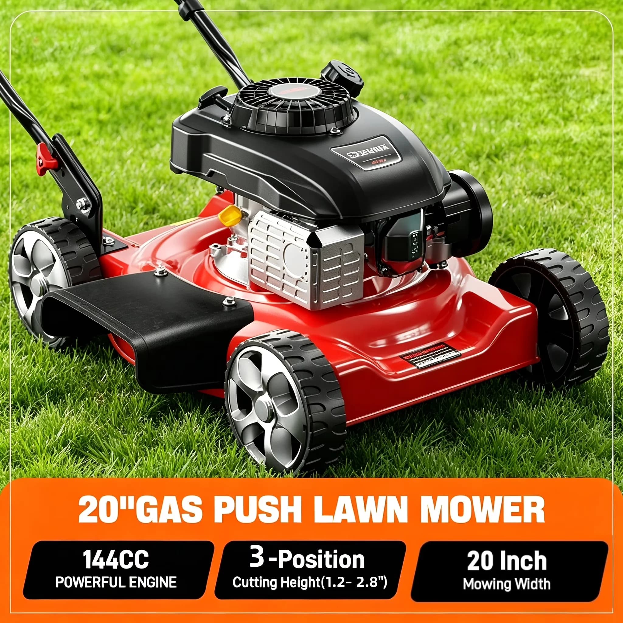 Push Mower Modern with Adjustable Cutting Height, Lightweight Steel Deck - Black Model 56D533