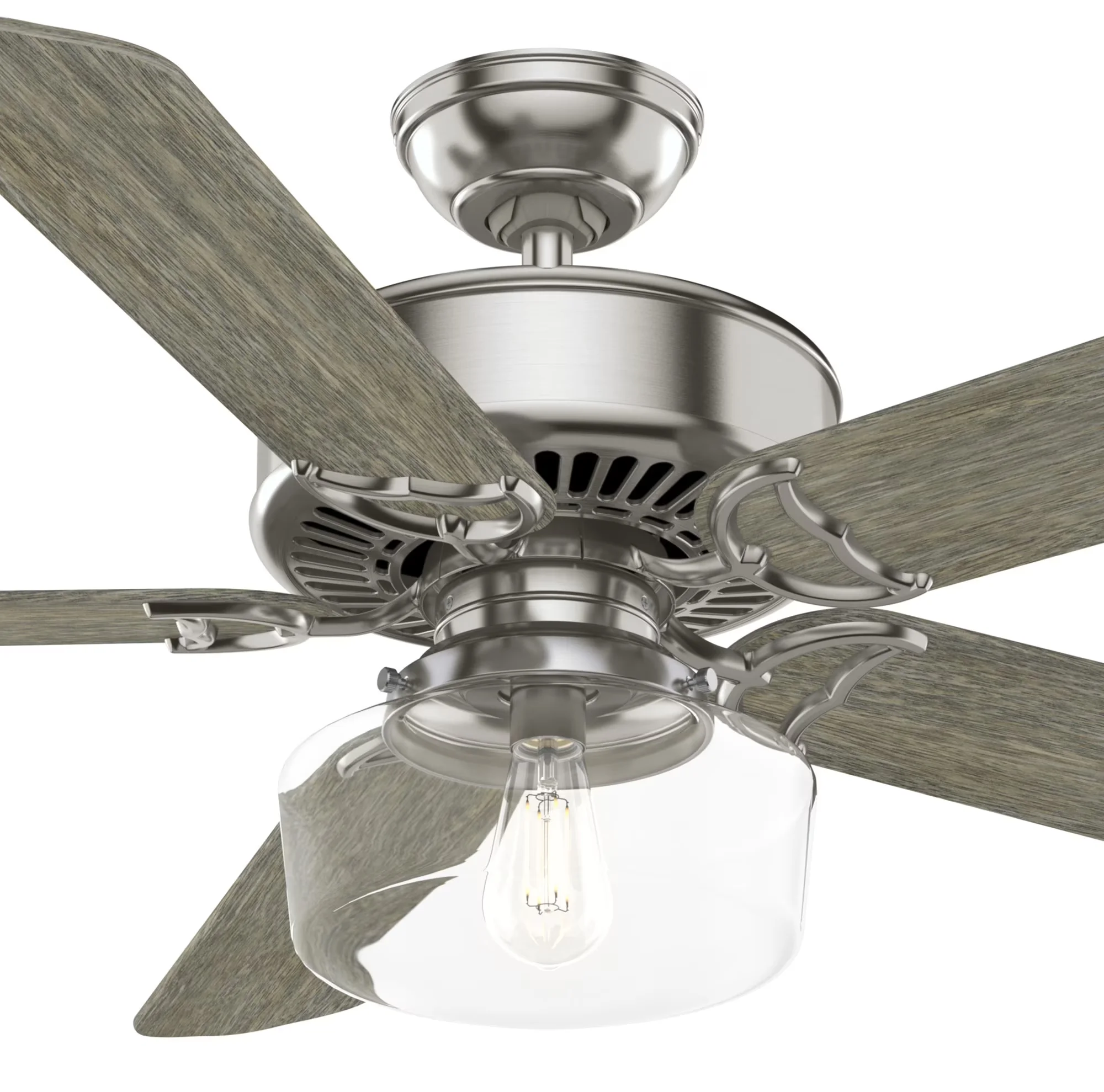 Sleek Ceiling Fan with Remote Controlled, Color: Brushed Nickel - Silver No Shade Model 7BA16B