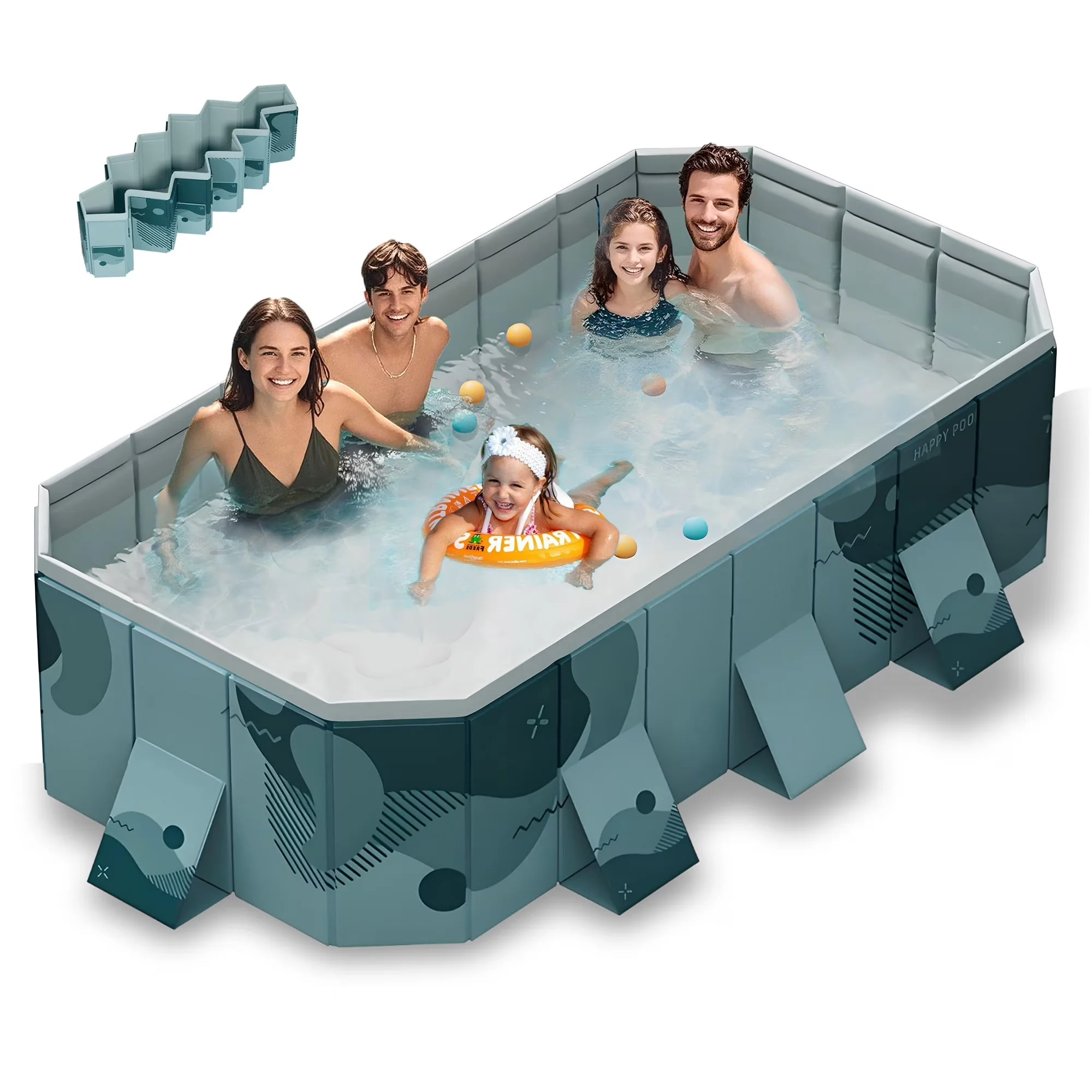 Inflatable Pool Sleek with Puncture Resistant, Material: Polyvinyl Chloride (PVC) - Green Model 69B201