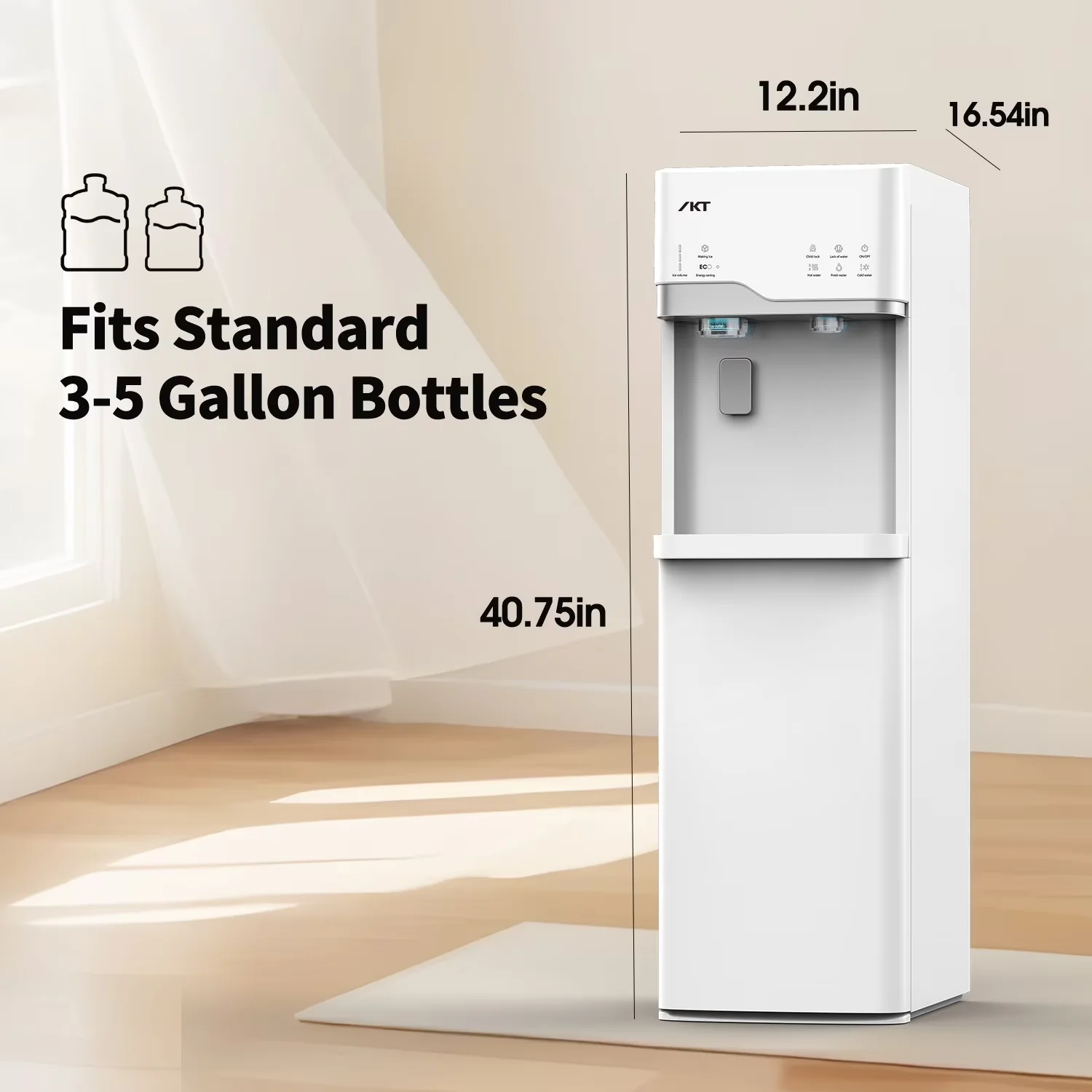 Compact Water Filtration with Child Safely Lock, Self-Cleaning - White Abs Model CB2ED0