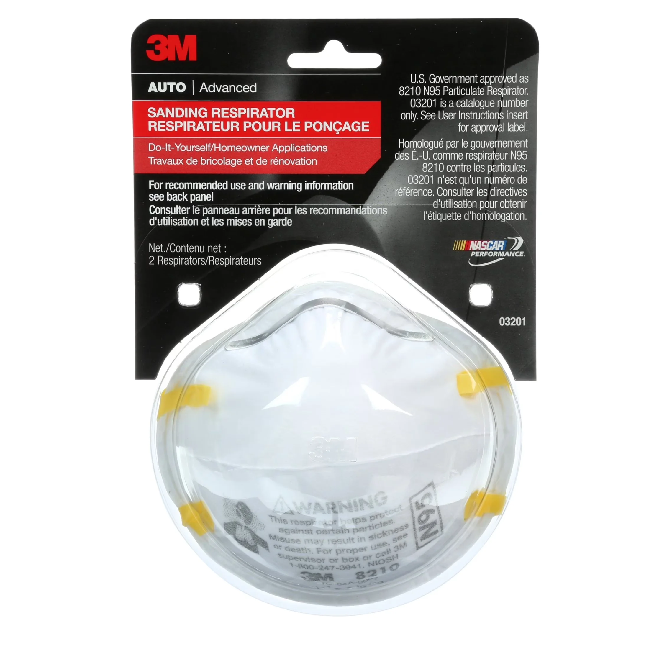 Classic Protective Equipment with 3M Sanding Respirator, Niosh Approved: N95, 2/Pack - Model 1458CE