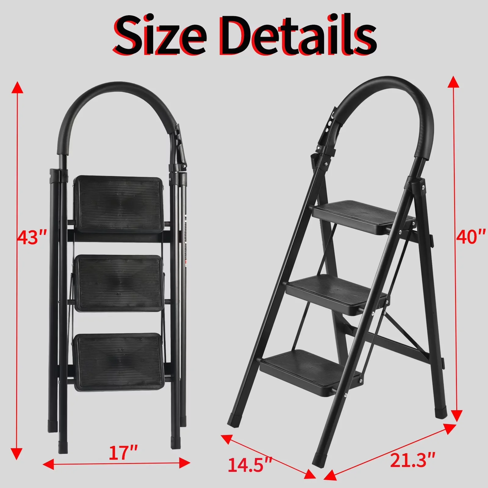 Ladders And Step Stool Innovative with Foldable, Padded Handrail - Metal Black Model C0F789