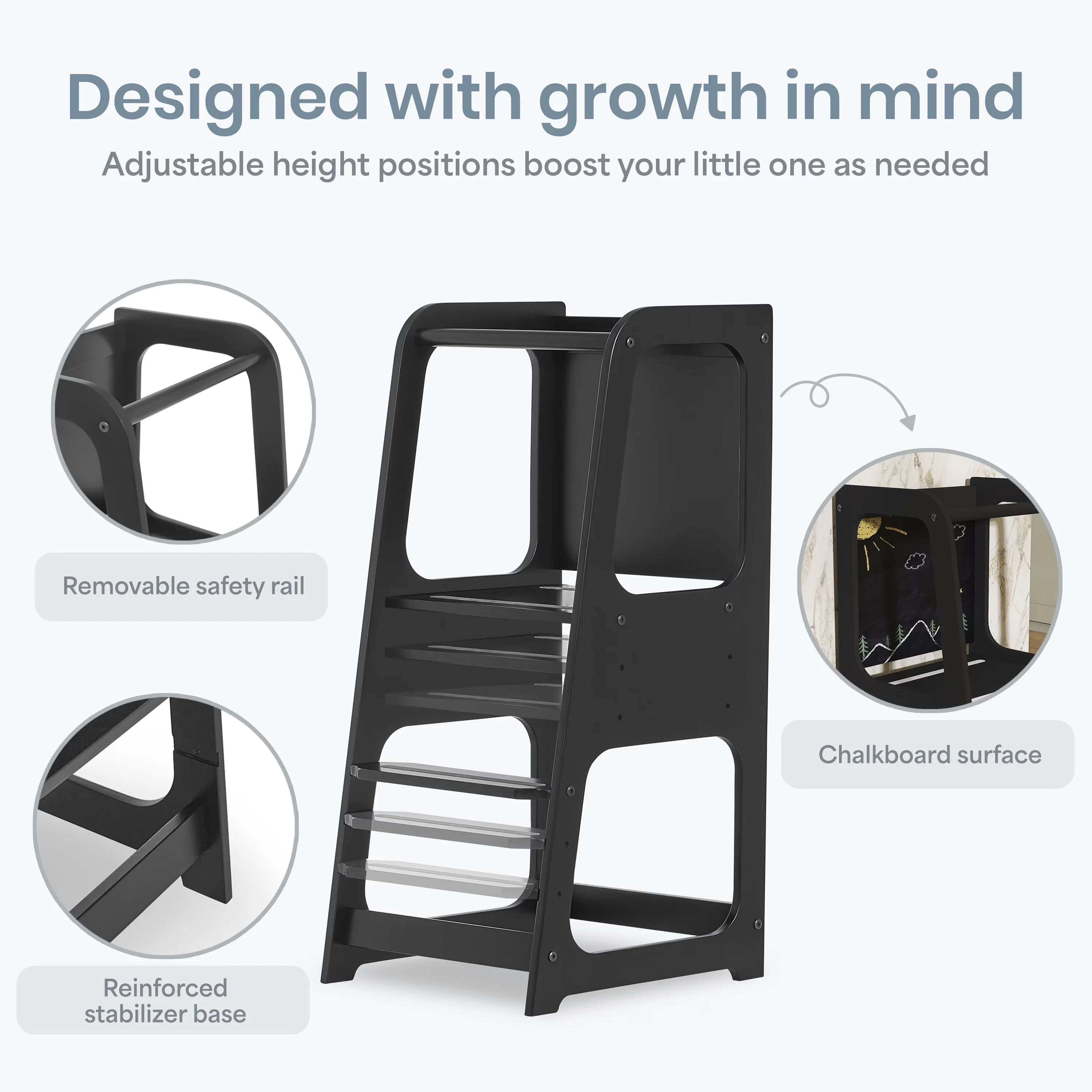 Ladders And Step Stool Professional with Anti-Slip, Explora Tower &, Anti-slip Base - Pinewood Black Model B81B32