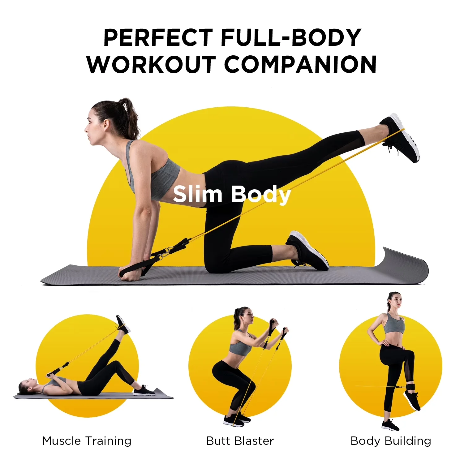 Home Gym Quality with Anti-Slip, Indoor and Outdoor Bands - Multicolor Natural Latex for Home Model E142BB