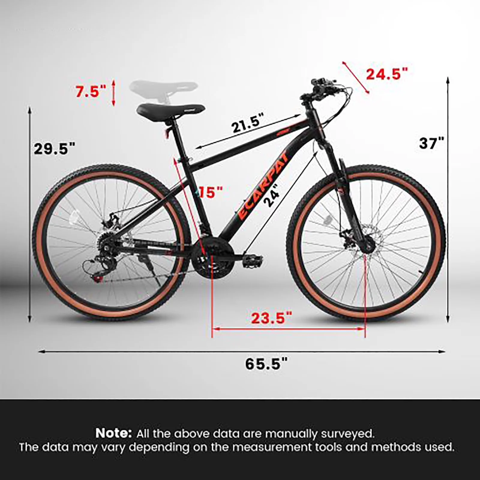 Classic Mountain Bike with Adjustable Speed, Adjustable Seat, Lightweight - Black Model 3102C1