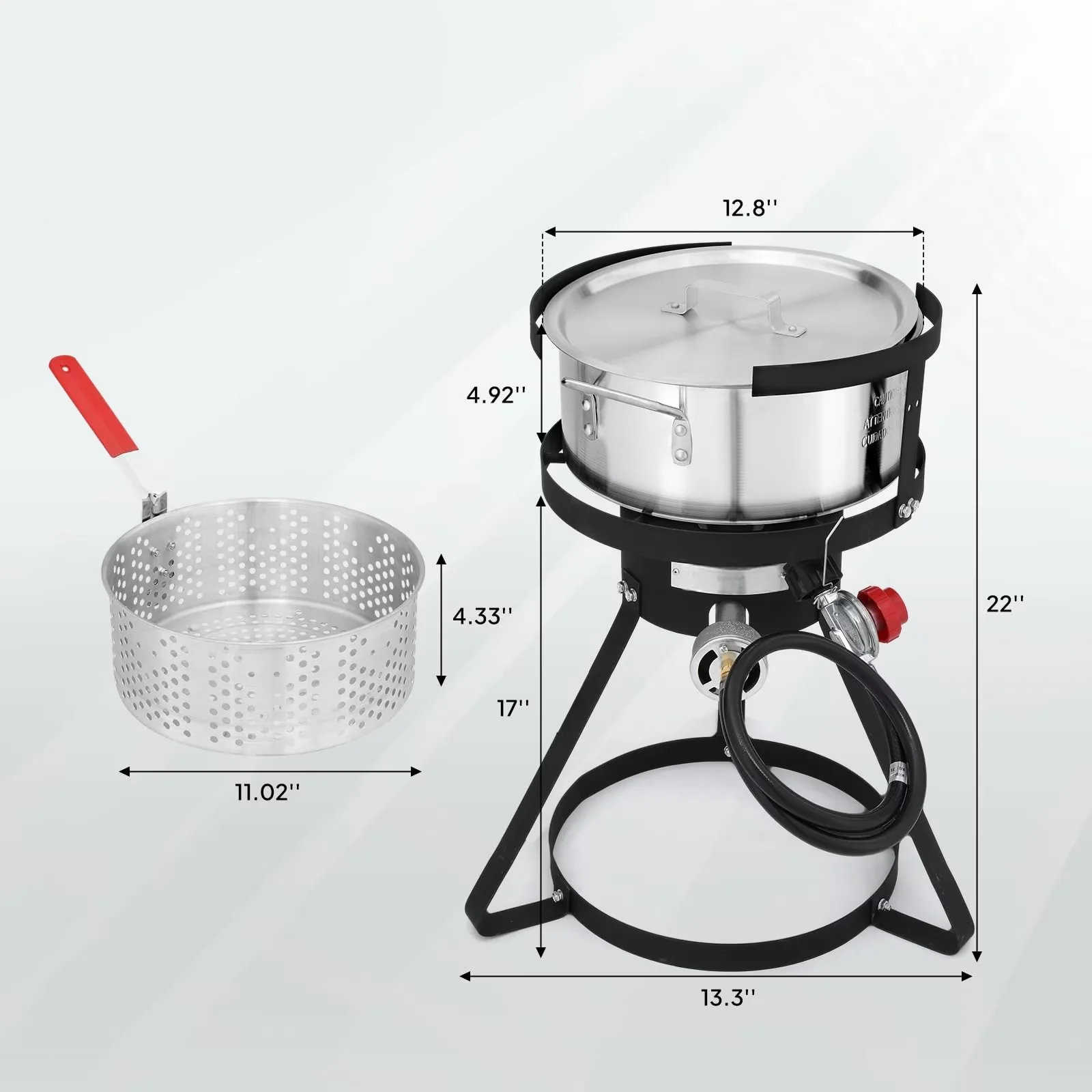 Outdoor Fryer Professional with 55000 BTU, 55000 BTU Propane - Aluminum Silver for Camping Model 64CDD3