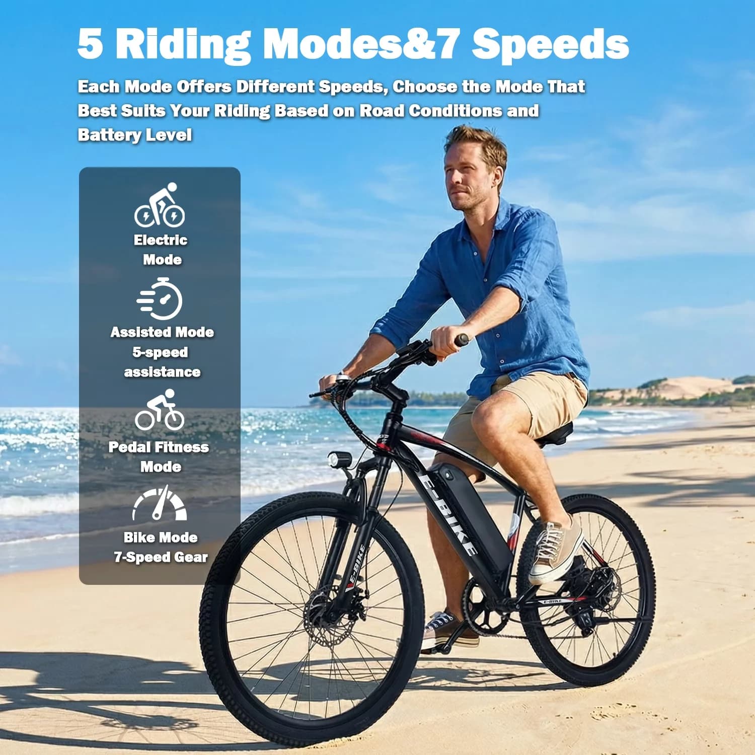 Compact Electric Bike with Battery, 800W, Adjustable Handlebar Height - 576WH Model CB8050