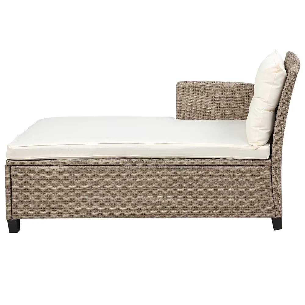 Patio Conversation Set Sleek with Lounge Chair, Outdoor Sets, Wicker Chair - Wicker, Steel Beige Cushion for Garden Model 55A455