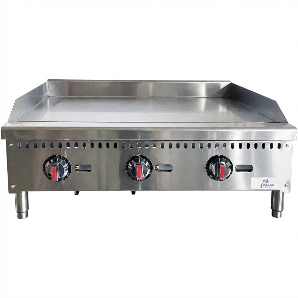 Stylish Flat Top Grill with 90000 BTU, 36” Commercial Thermostat Gas Griddle - Silver Stainless Steel Model 68AA2B
