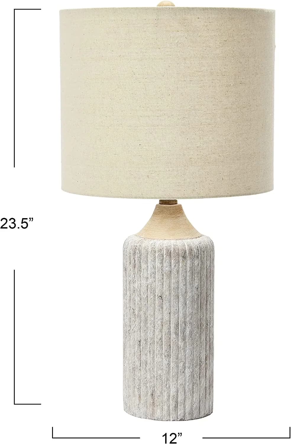 Classic Table Lamp with Incandescent, Modern, 12" Round Cement Desk - Stone White Model 5BB839