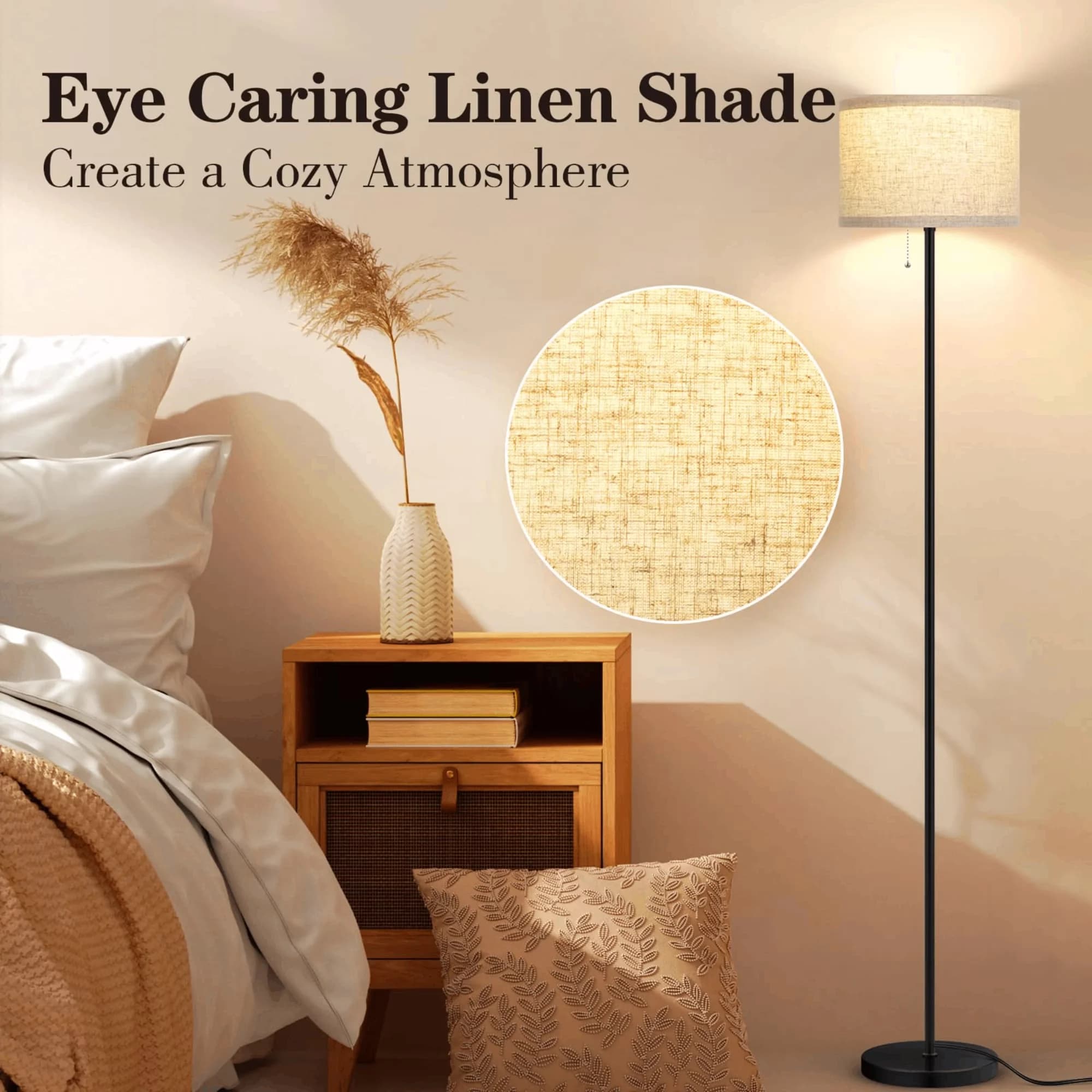 Compact Floor Lamp with LED, Contemporary - Metal Black for Living Room Model FF92A3