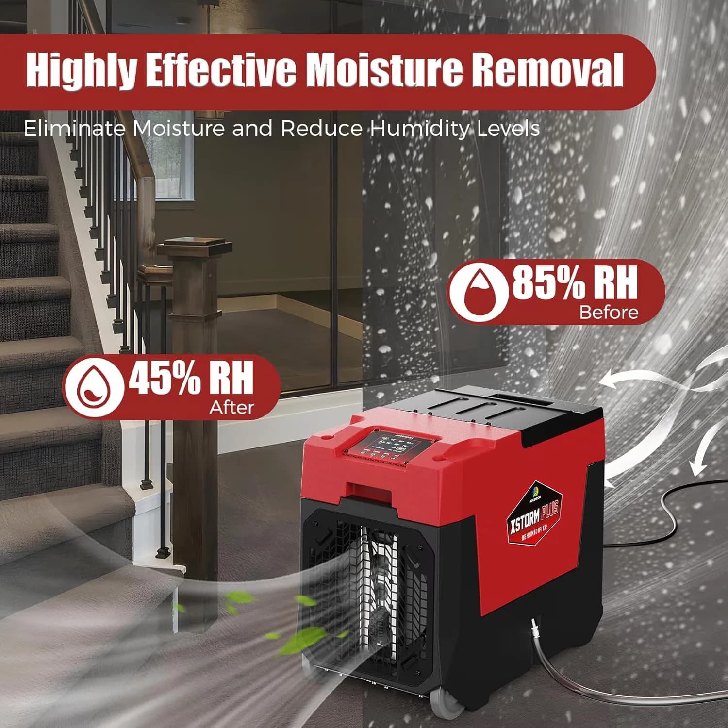 Versatile Dehumidifier with Remote Controlled, Automatic Defrost Control, Energy Efficient - Red Model DA2BF8