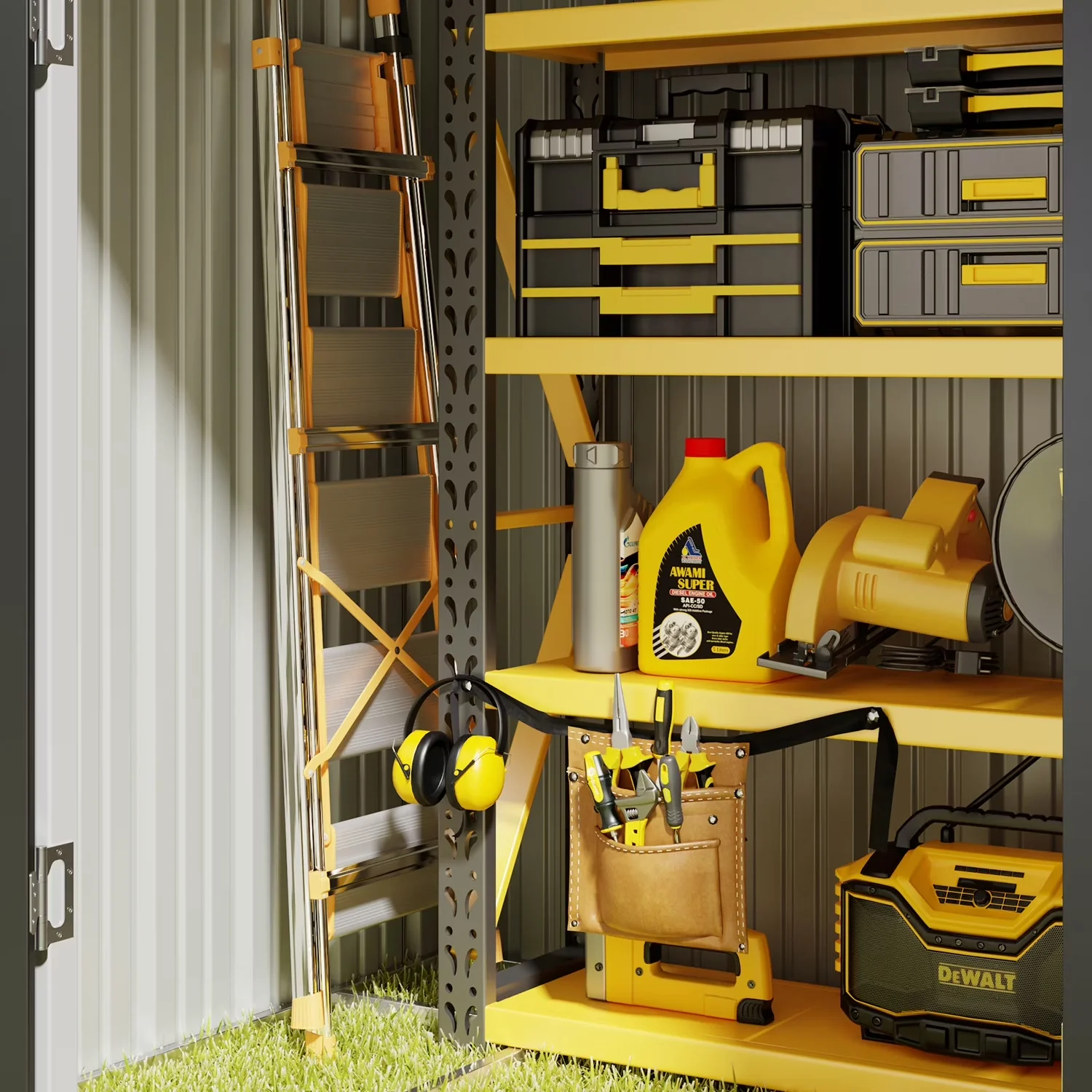 Shed Professional with Waterproof, Rust Resistant - Steel Gray for Patio Model C28E5F