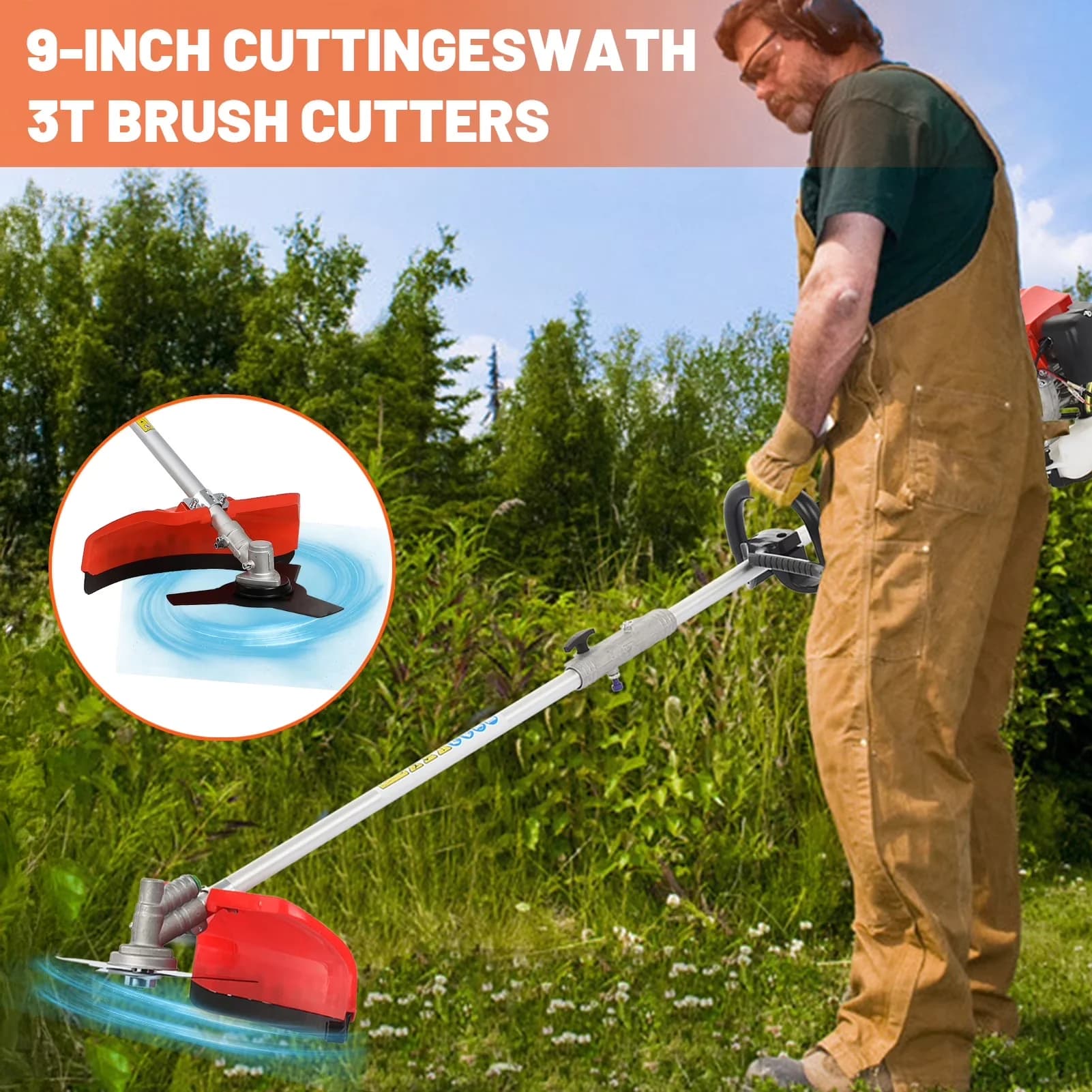 String Trimmer Modern with 5 in 1 Multi-Functional, Hedge, Grass - Red for Garden Model D2A98B