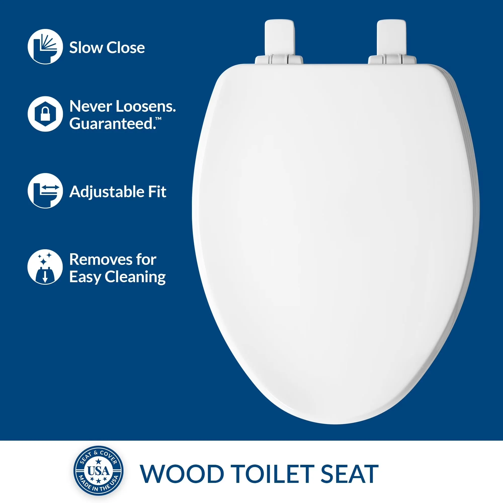 Efficient Toilet Seats And Lid with Slow-Close Lid, Designed for comfort and durability - Enameled Wood White Model 774EE7