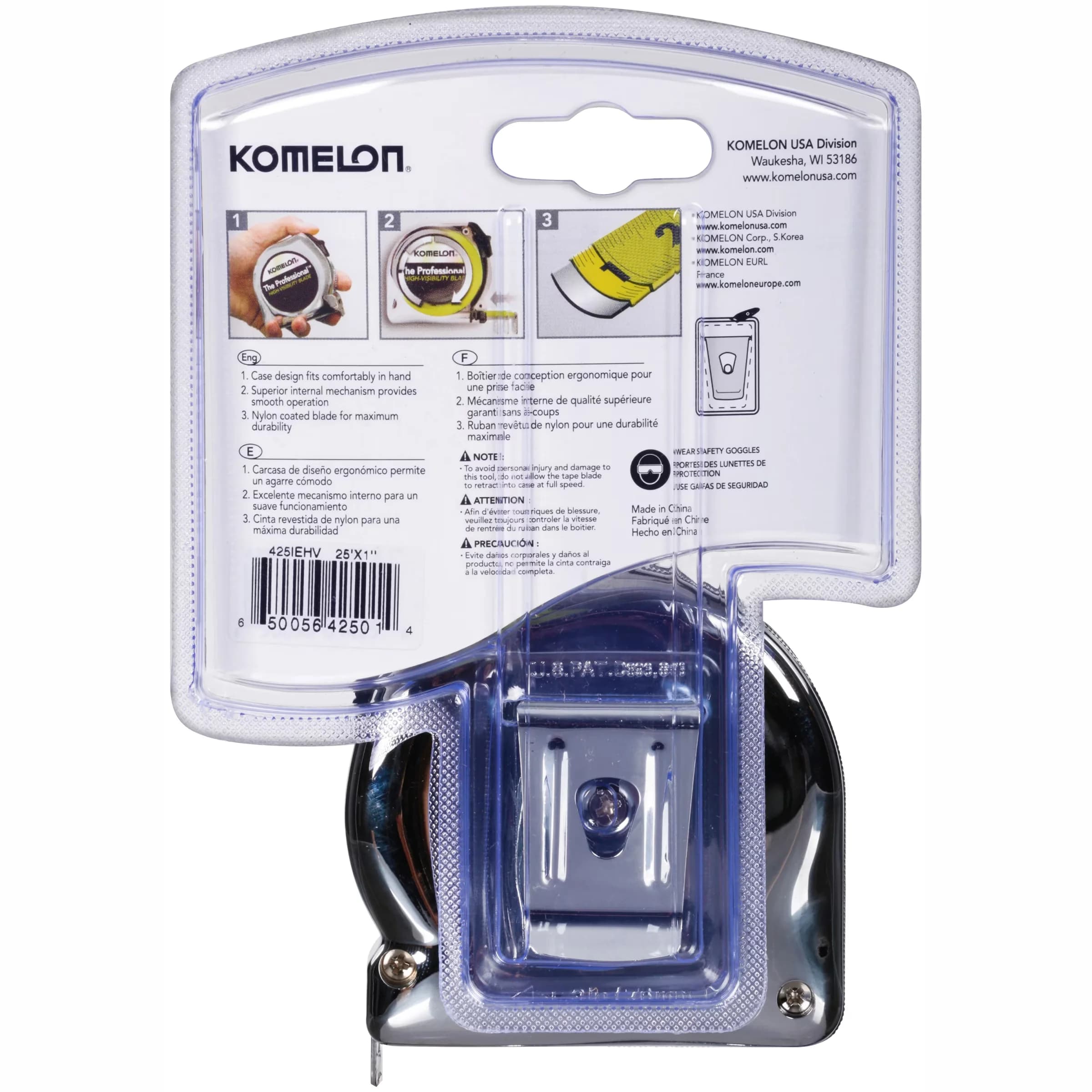 Moving Efficient with Ergonomically designed chrome case., Chrome Professional 25 ft. Tape Measure - Multicolor Steel Model BC6637