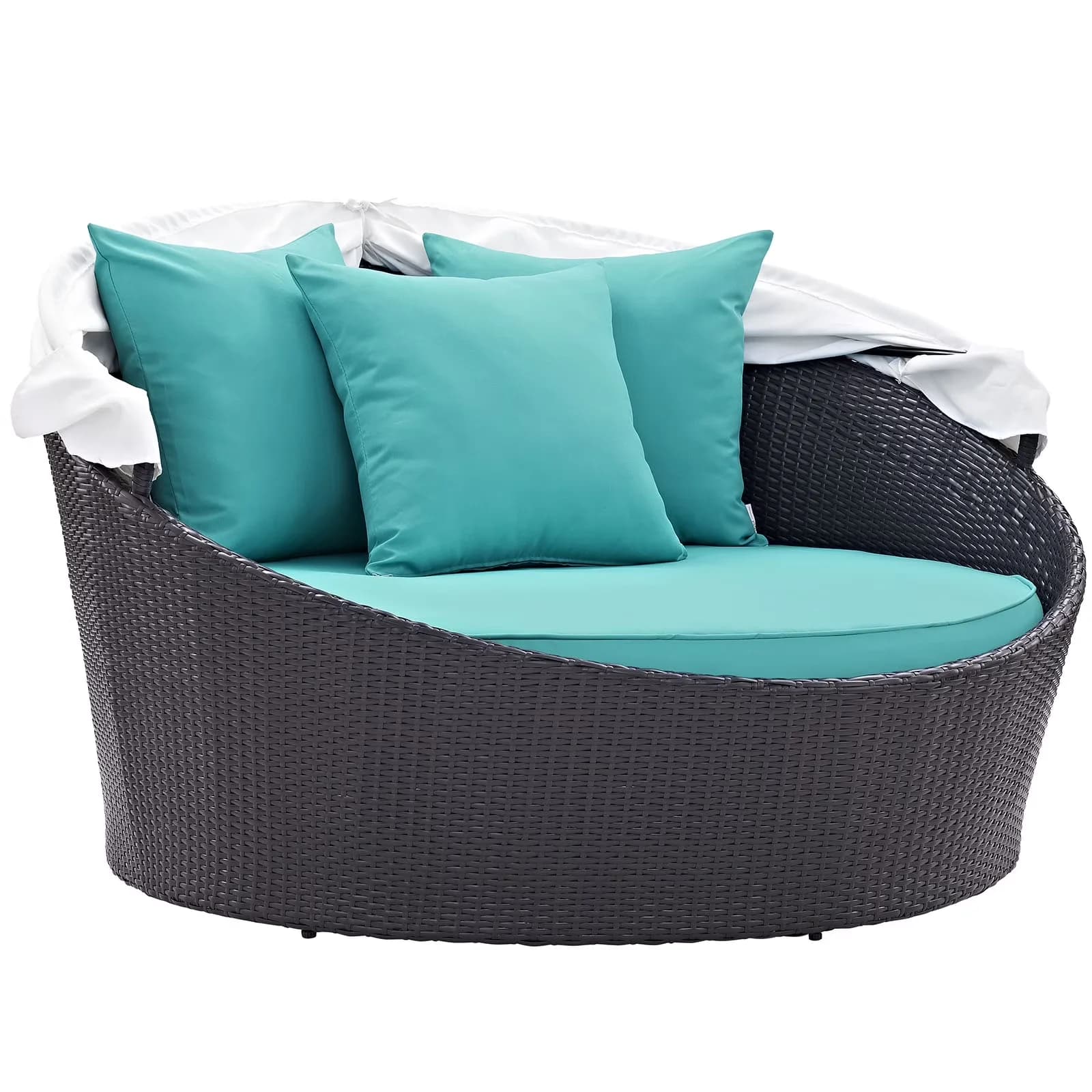 Reliable Outdoor Sofas Sectional with Weather-Resistant, Finish: Espresso, turquoise - Blue Rattan Model BA749E