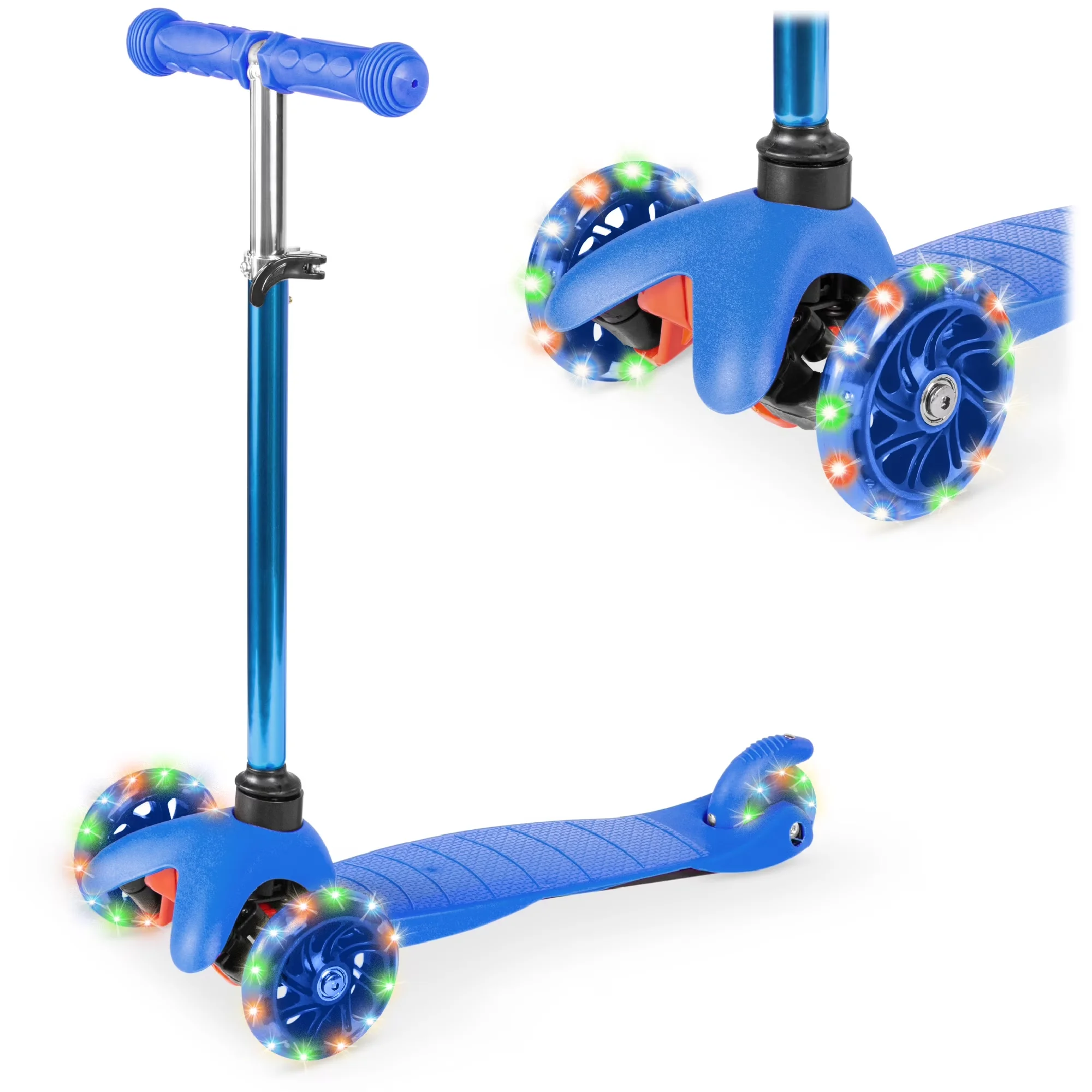 Versatile Scooter with Compact, Blue - Metal, Wood Blue Kids - Rustic Charm Model 3BE7F4