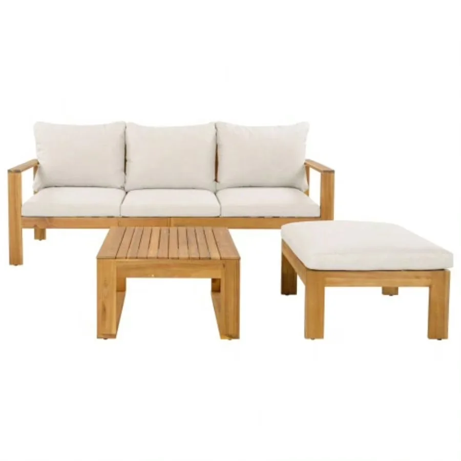 Reliable Outdoor Sofas Sectional with Approximate shipping weight: 76.50 lb., 3pcs Acacia Patio Sofa Set - Wood Gray,Beige,Teak Model 8B5BDD