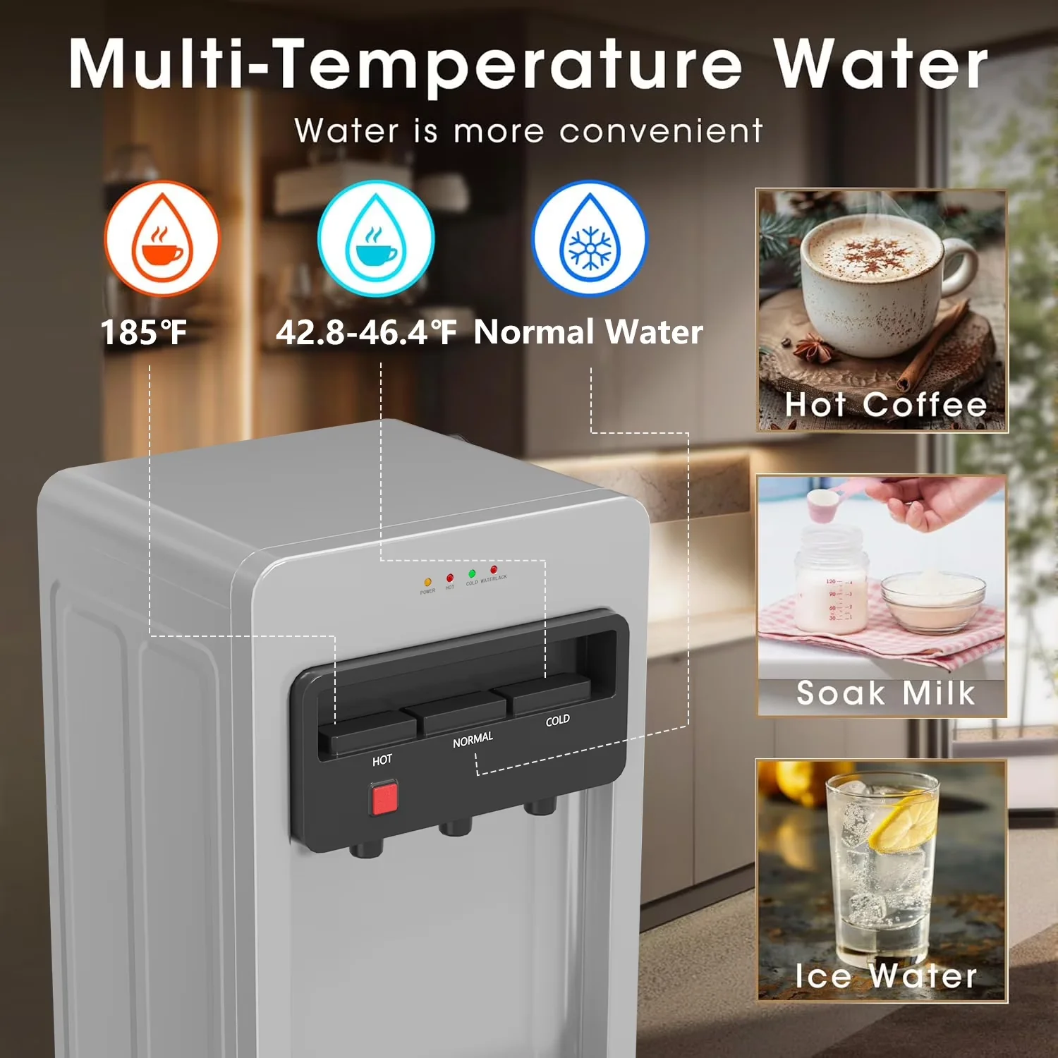 Water Filtration Classic with Child Safely Lock, Temperature Control - Plastic Silver Model 704B02