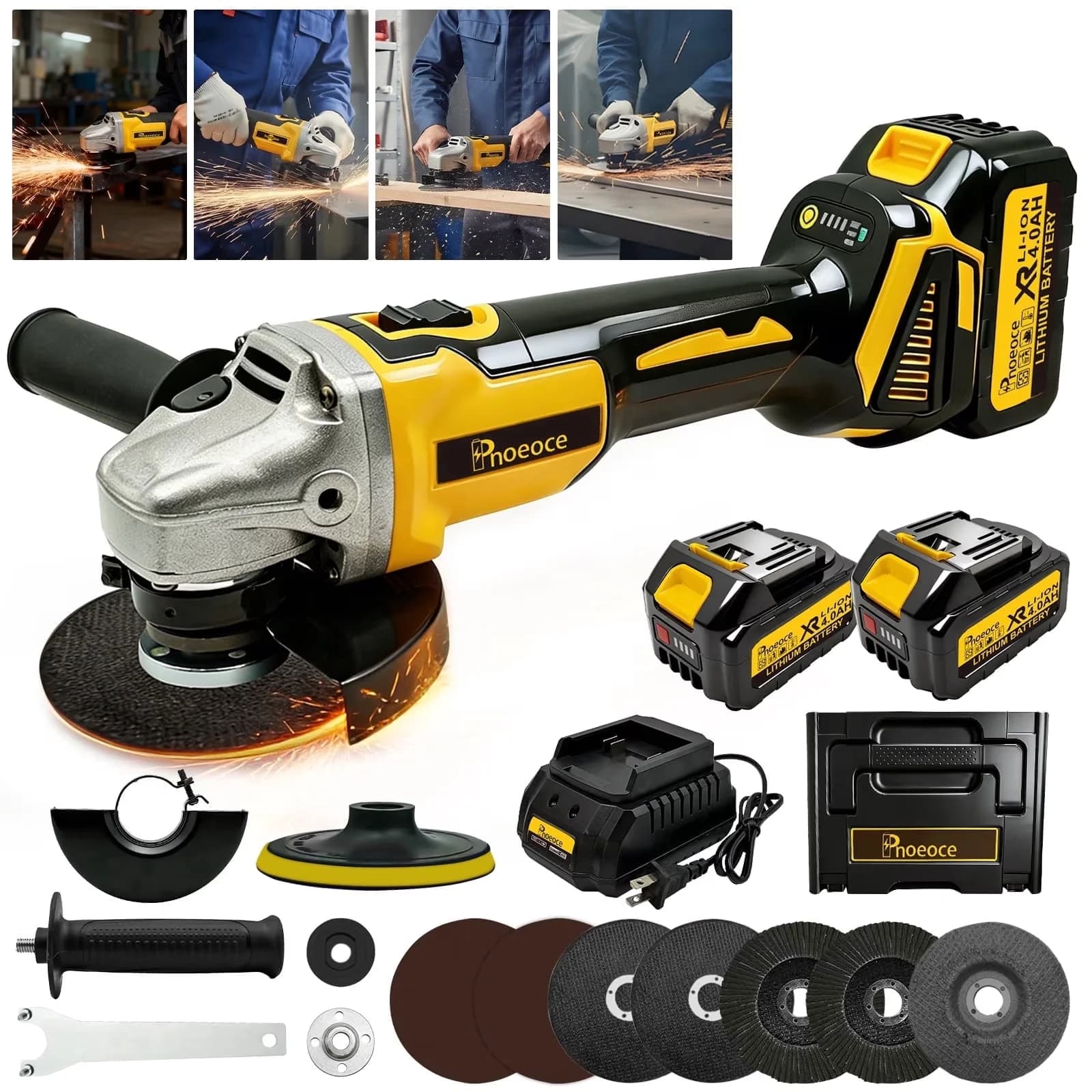 Woodworking Compact with Battery, 20V, Overheat Protection - Yellow - Space-Saving Design Model 1499EF