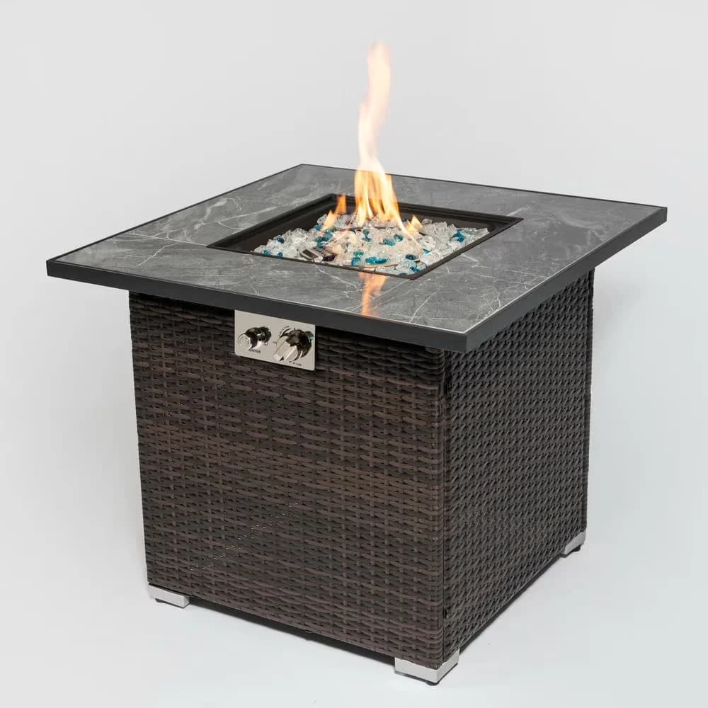 Essential Outdoor Heating with 50000 BTU, Portable, 30" Fire Pit - Espresso Wicker for Patio, Garden Model 3C419D