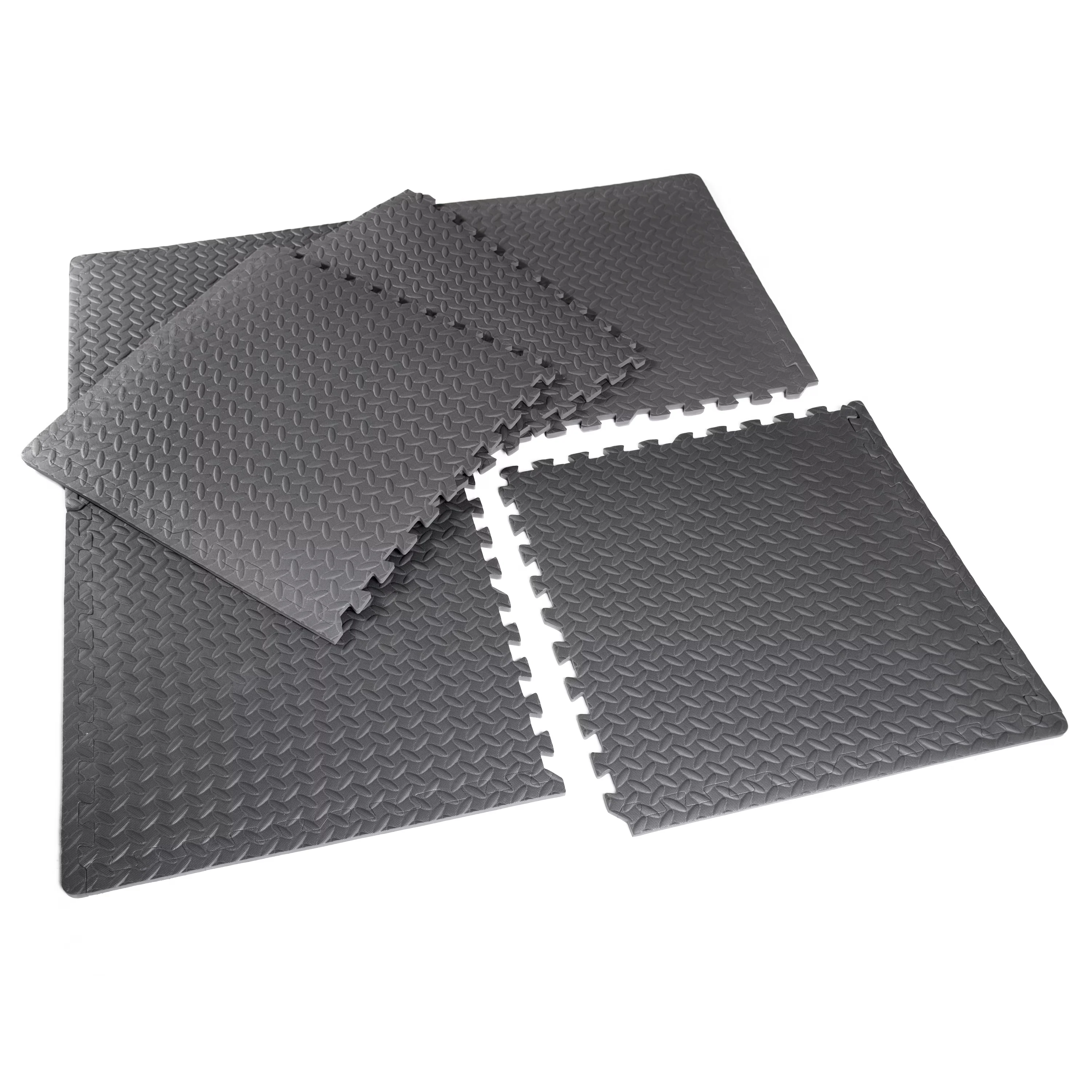 Sleek Home Gym with Easy Installation, Interlocking, High Density Interlocking Puzzle Mat Set - Gray Foam Model 86B996