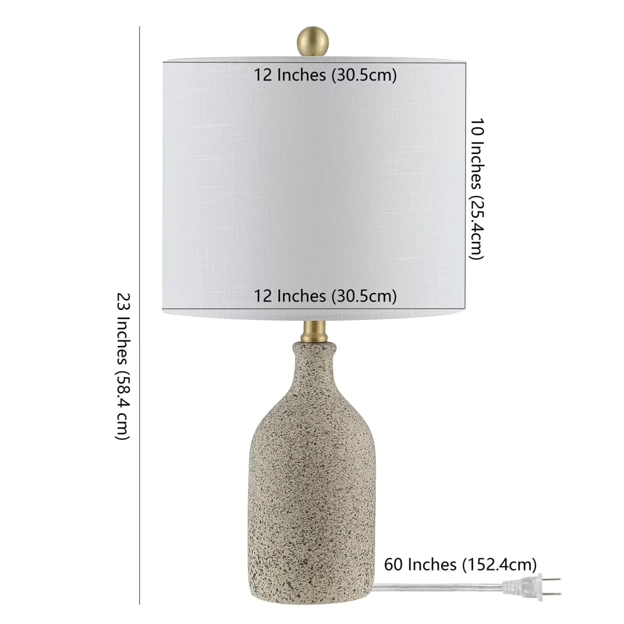 Premium Table Lamp with LED, Farmhouse, Gunnar 23 in. Textured Ceramic - Gray Ceramic Model D8352E