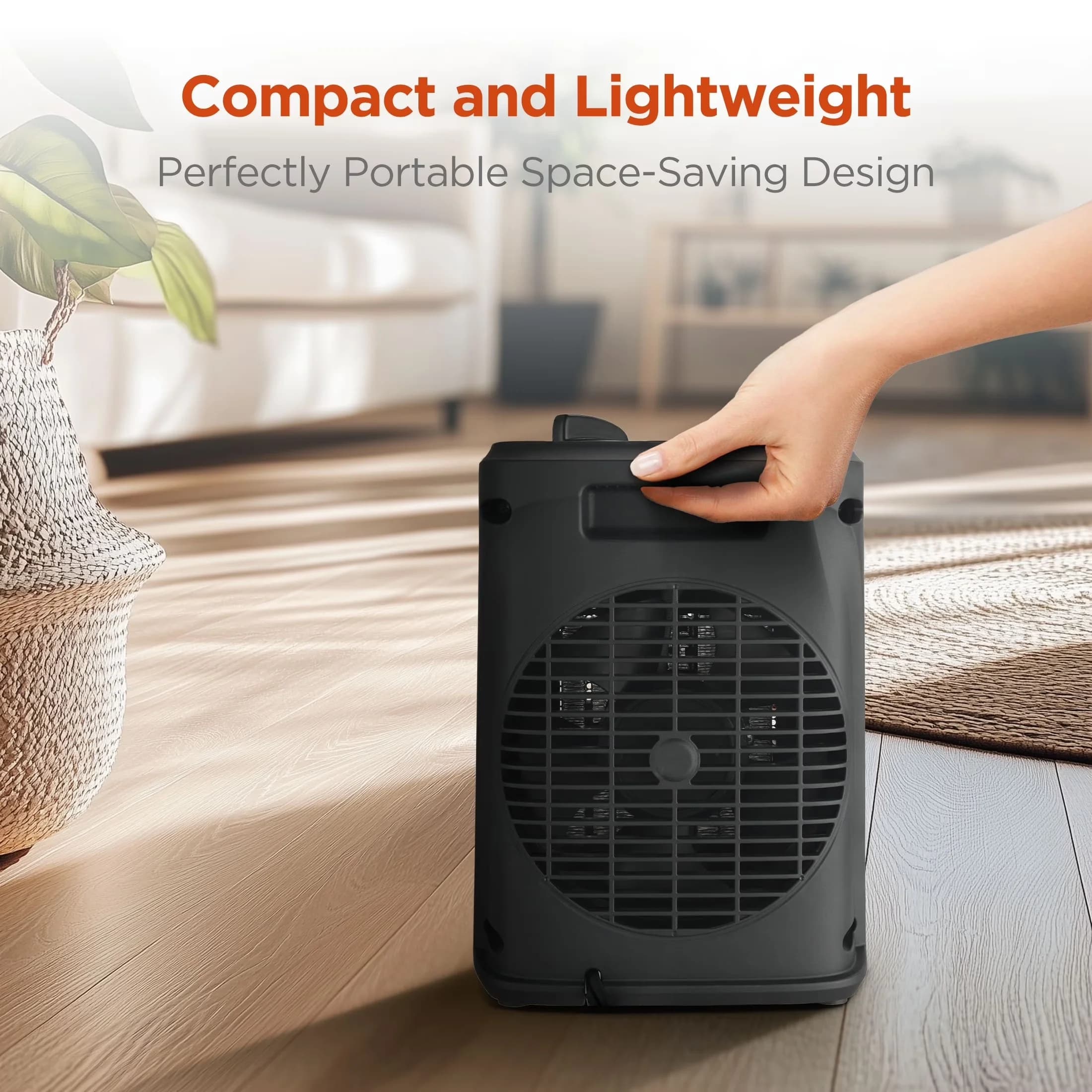 Compact Portable And Electric Space Heater with 1500W, Adjustable, Mold & Mildew Resistant - Black Model B9B420