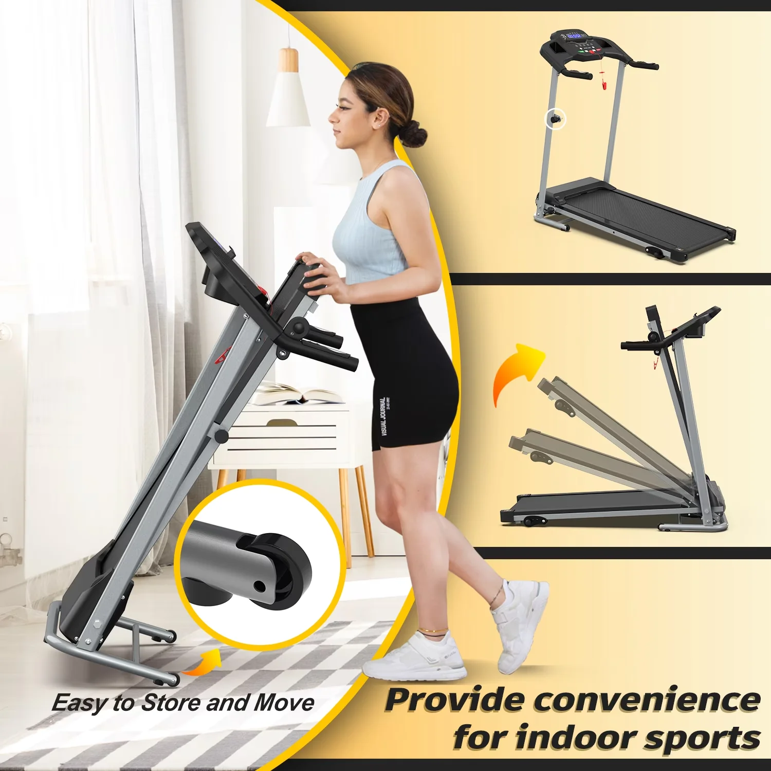 Innovative Home Gym with Bluetooth Compatible, Foldable - Gray Alloy Steel for Home Model 4DCB56