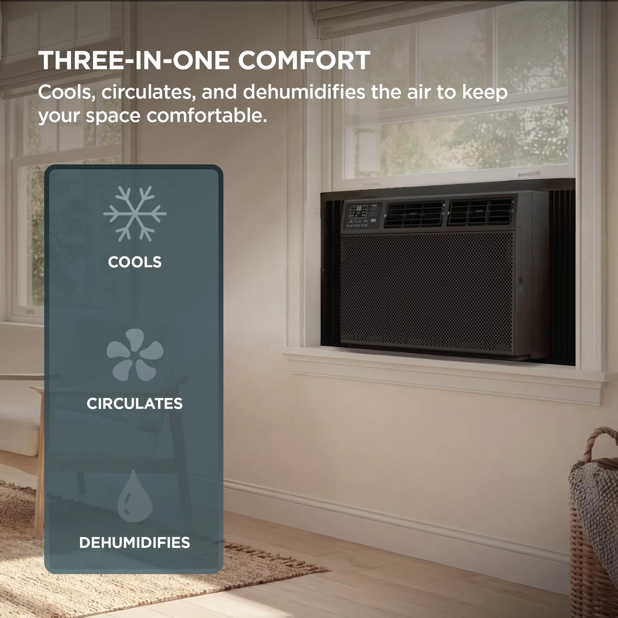 Compact Air Conditioner with 8000 BTU, Smart Technology Capable, 8000 BTU Smart Window (Black) - Model D4A38C