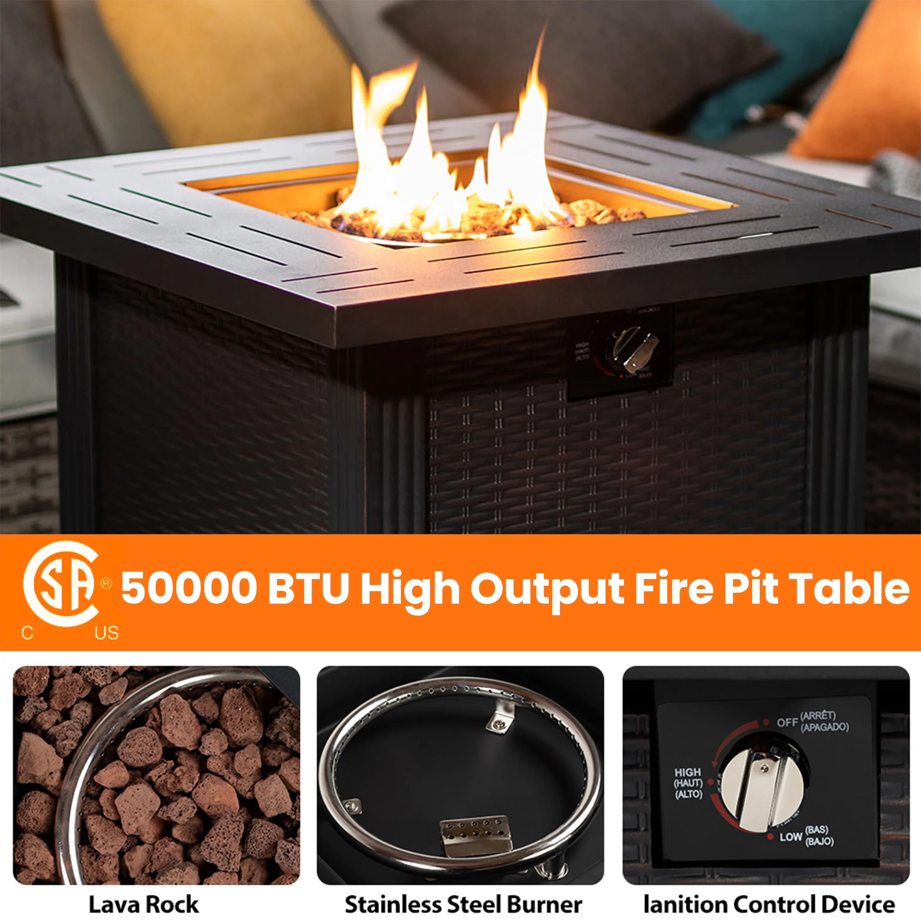 Outdoor Heating Efficient with 50000 BTU, Portable - Stainless Steel, Alloy Steel Brown Model 957F09