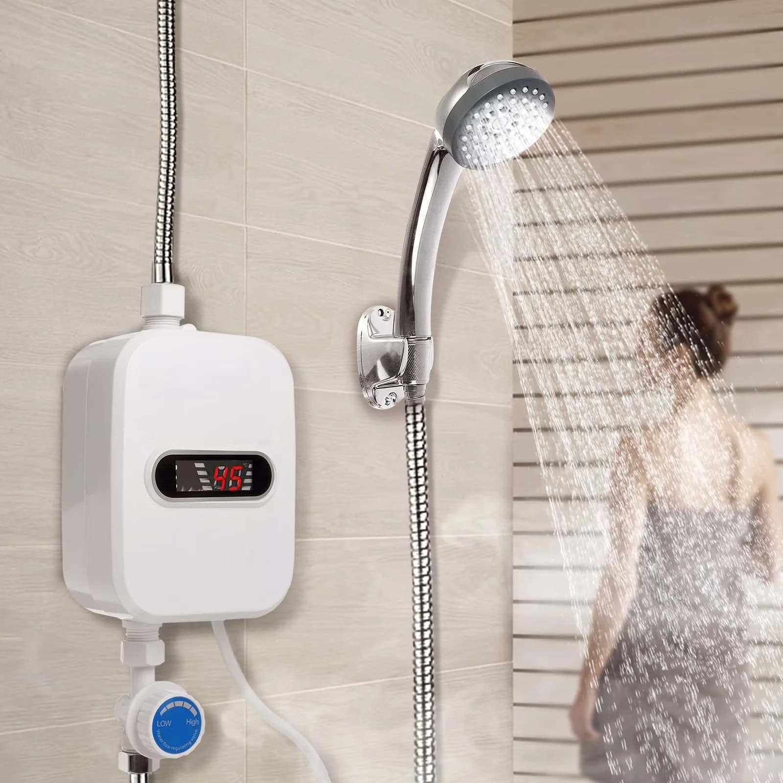 Bathroom Renovation Compact with 3500W, Portable, Instant Hot Water Heater LCD Display - Model B19DFD