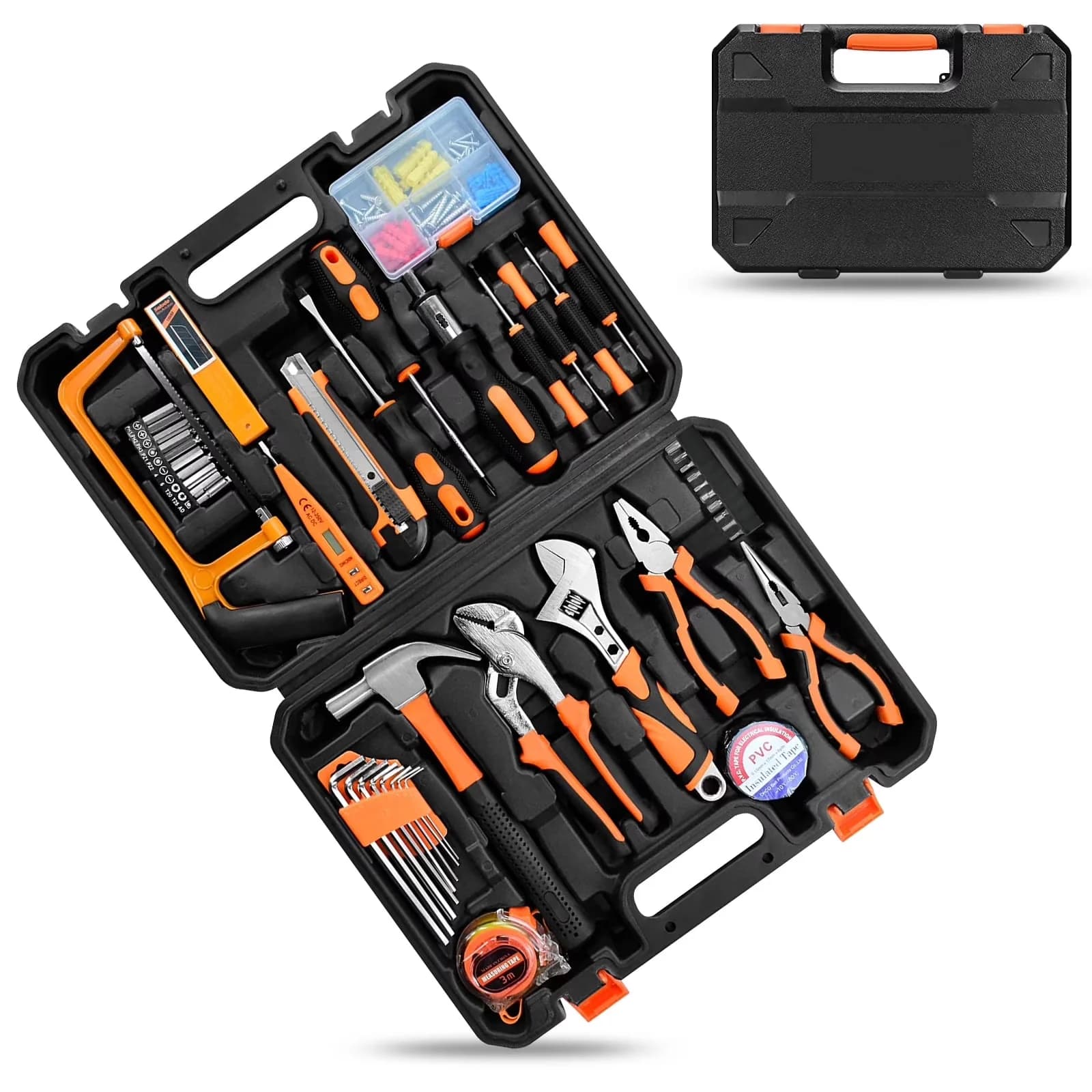 Durable Hand Tool Set with Adjustable, 148 Piece - Black General - Commercial Quality Model 4D1BF3